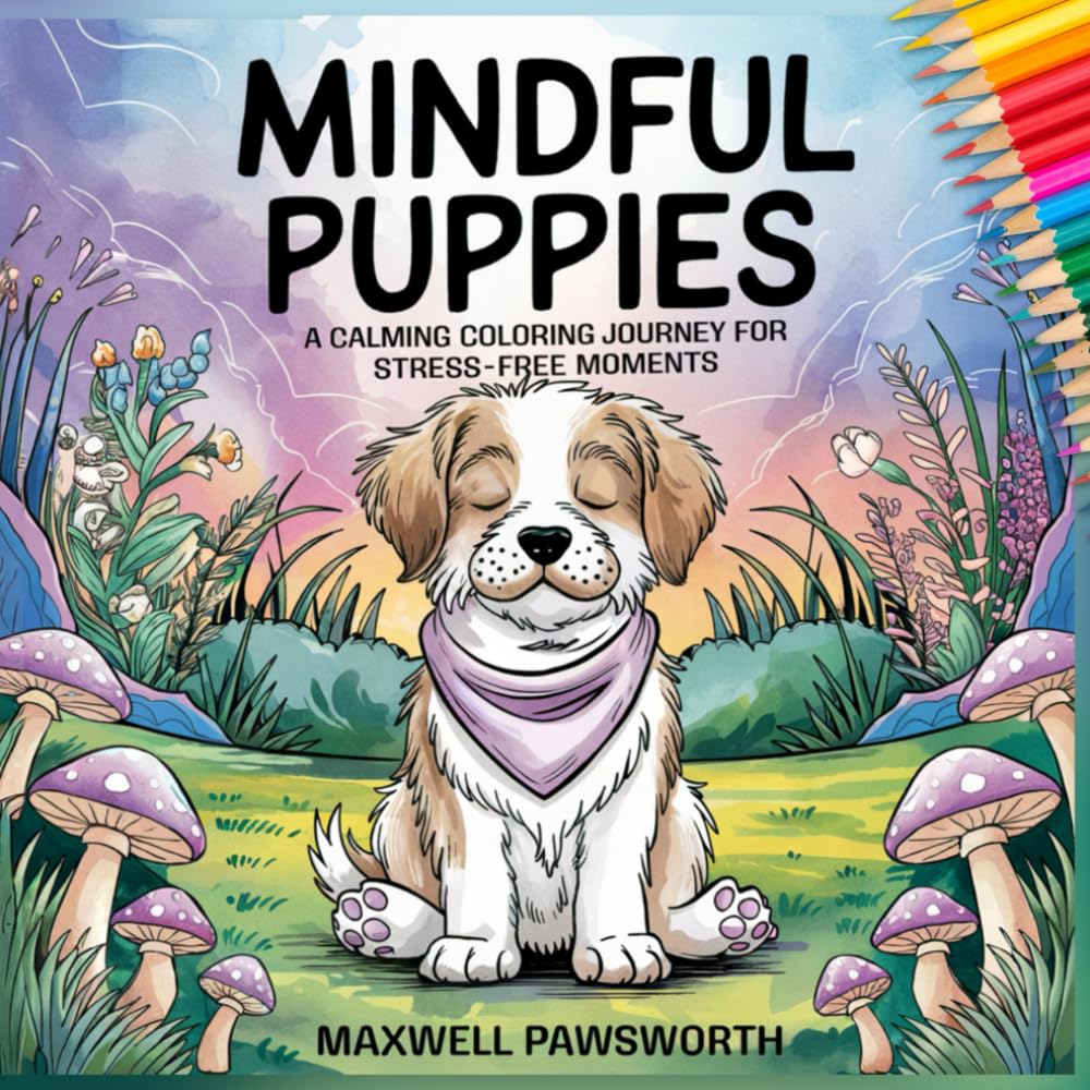 Mindful Puppies: Coloring Book for Adults & Teens with 50 Bold & Easy Pages Featuring Adorable Puppies with Flowers, Patterns, Mushrooms, & More for ... Relaxation (Mindful & Relaxation Coloring)
