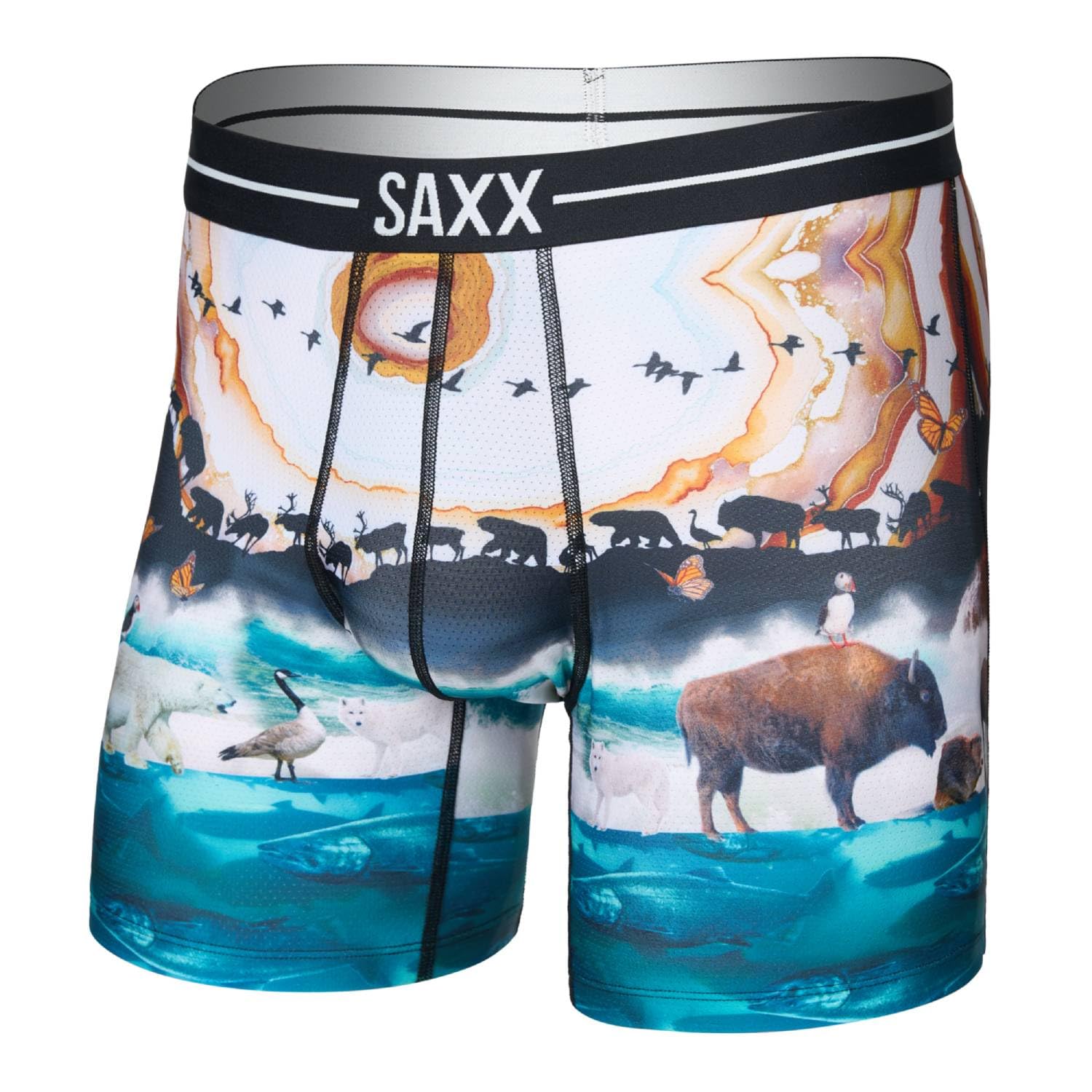 Saxx Volt Breathable Mesh Boxer Briefs, Great Migration/Multi - XL