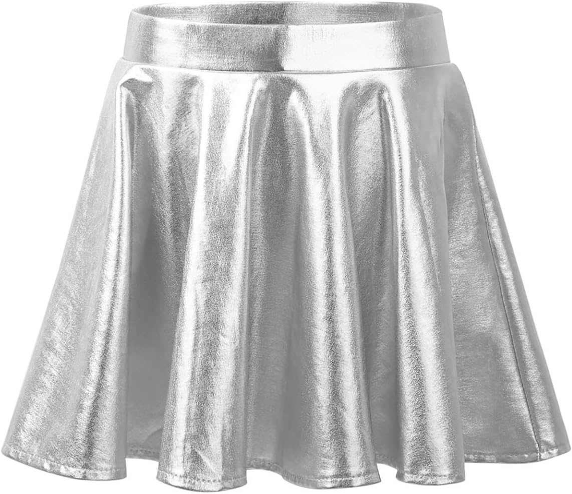 DINORMIN Girls 2 Piece Ballroom Costume Hip Hop Clothes Sequins Jazz Latin Dance Outfits Crop Top Camisole Tutu Skirt Silver 14 Years