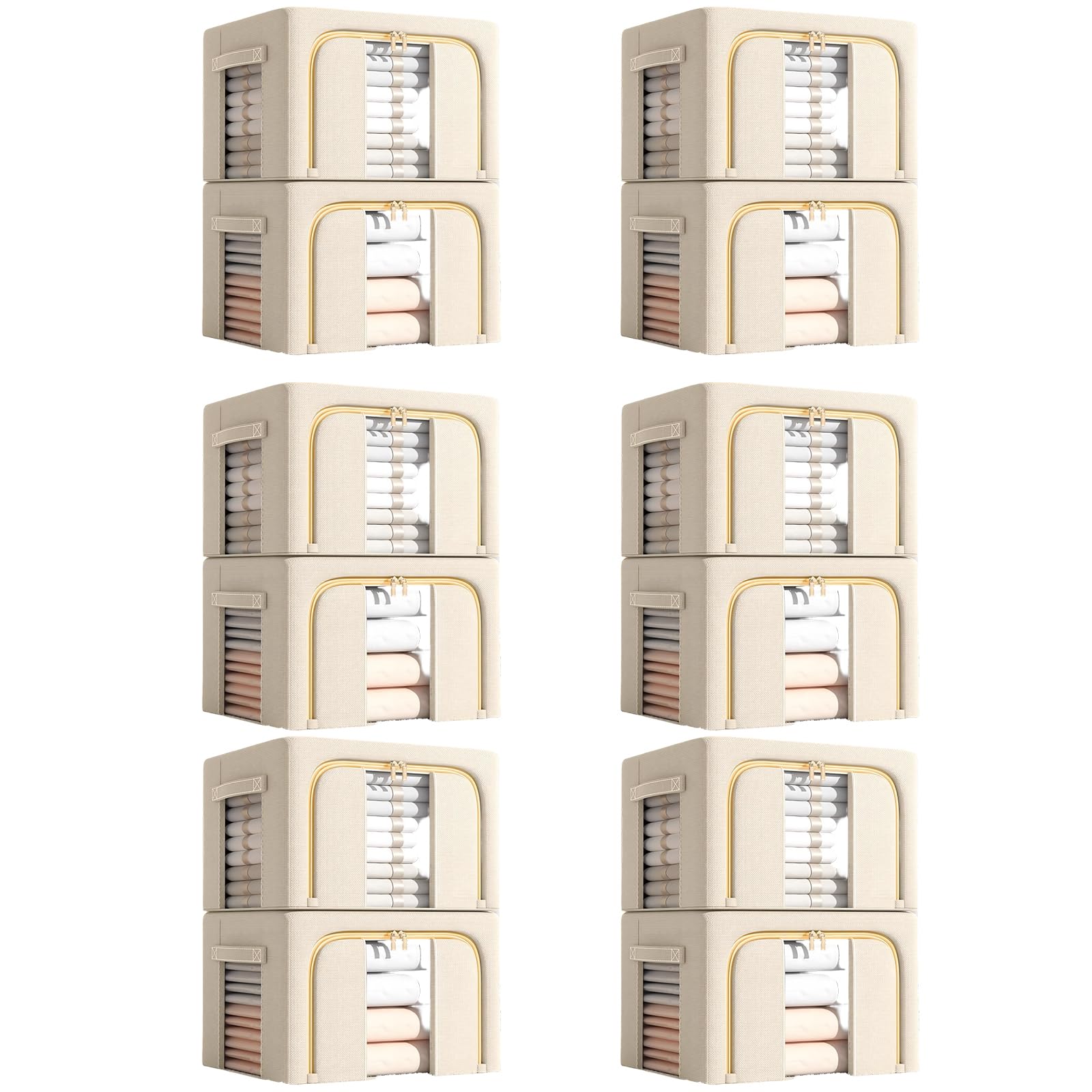 LUCKGONI Pack Of 6 Foldable Fabric Bins Featuring Visible Panel For Garment Arrangement In Living Area