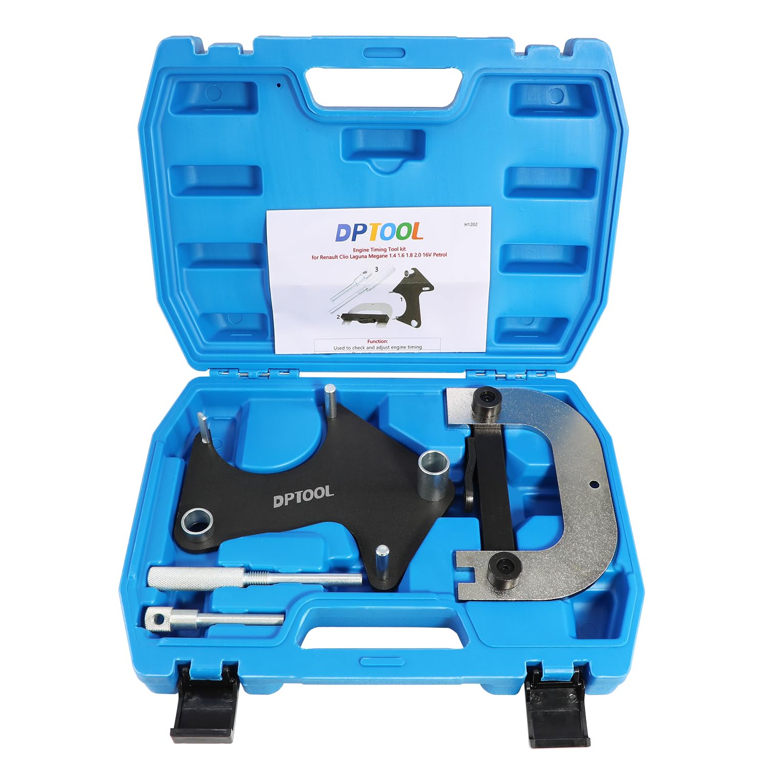 DPTOOL Strumenti di bloccaggio della fasatura del Motore dell'albero a camme Compatibile con i Codici Renault Clio Laguna Megane 1.4 1.6 1.8 2.0 16V Motore a Benzina K4J K4M F4P F4R