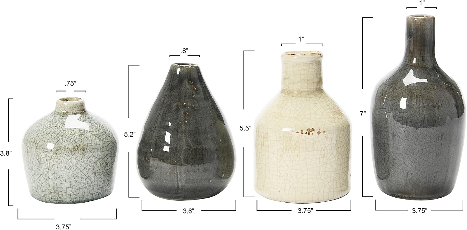 Creative Co-Op Decorative Stoneware Vases, Set of 4