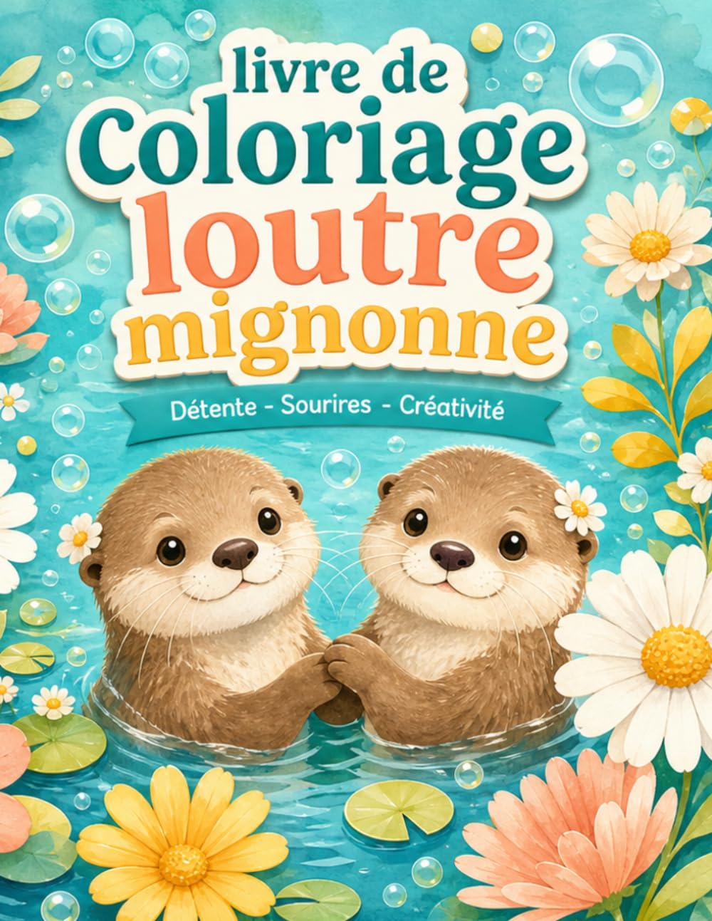 livre de coloriage loutre mignonne: Personnages kawaii et scènes faciles pour une pause artistique joyeuse