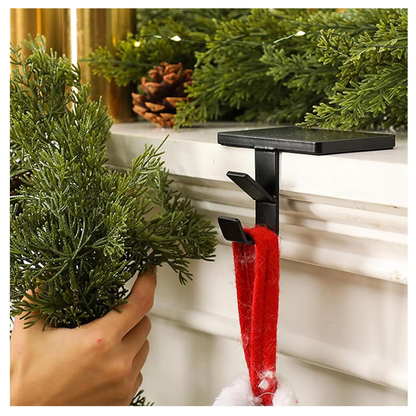 6pcs Nuevo Soporte 2 en 1 para Medias NavideñAs Resistentes para Repisa
