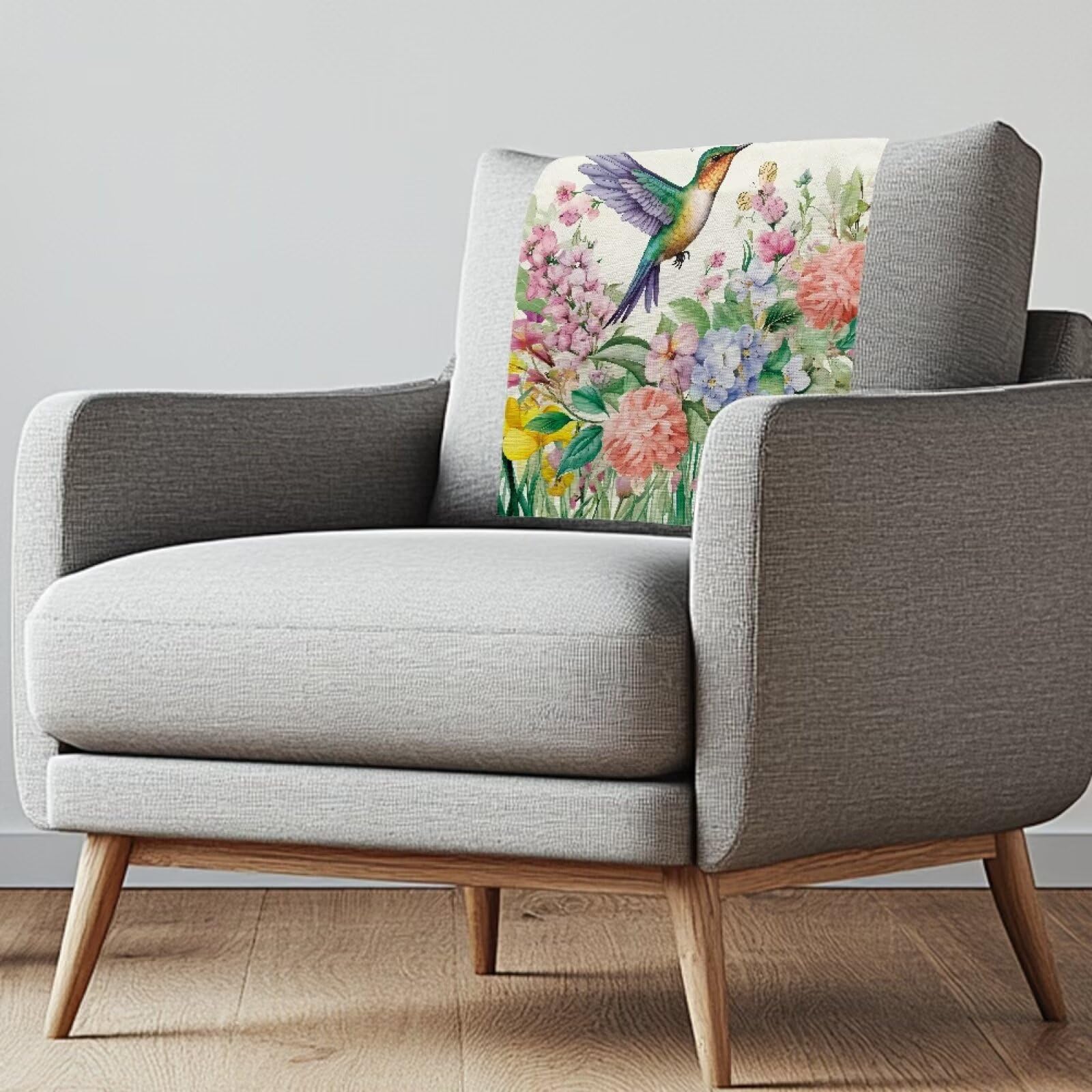 NETILGEN Recliner Headrest Protector Hummingbird Floral Head Rest Cover for Recliner Sofa Headrest Covers Furniture Protector for Living Room 1 Pcs โ image 1