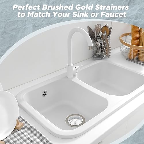 Vista 48 de Mudder 3 piezas de colador y tapón de drenaje para fregadero de cocina, tapón de eliminación de basura de acero inoxidable con asa, filtro universal