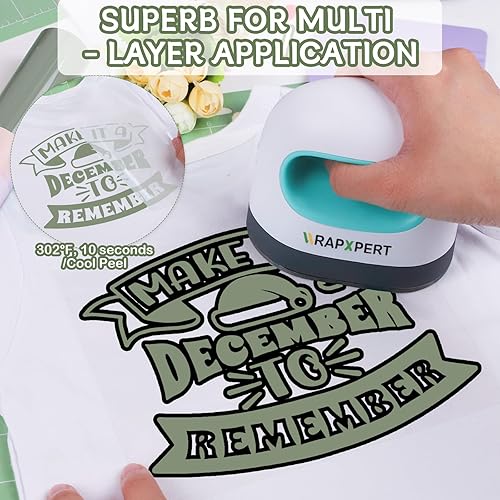 Miniatura 2 de WRAPXPERT Rollos de vinilo verde salvia HTV de 12 x 5 pies, vinilo de transferencia de calor verde oscuro para camisetas, vinilo para planchar para