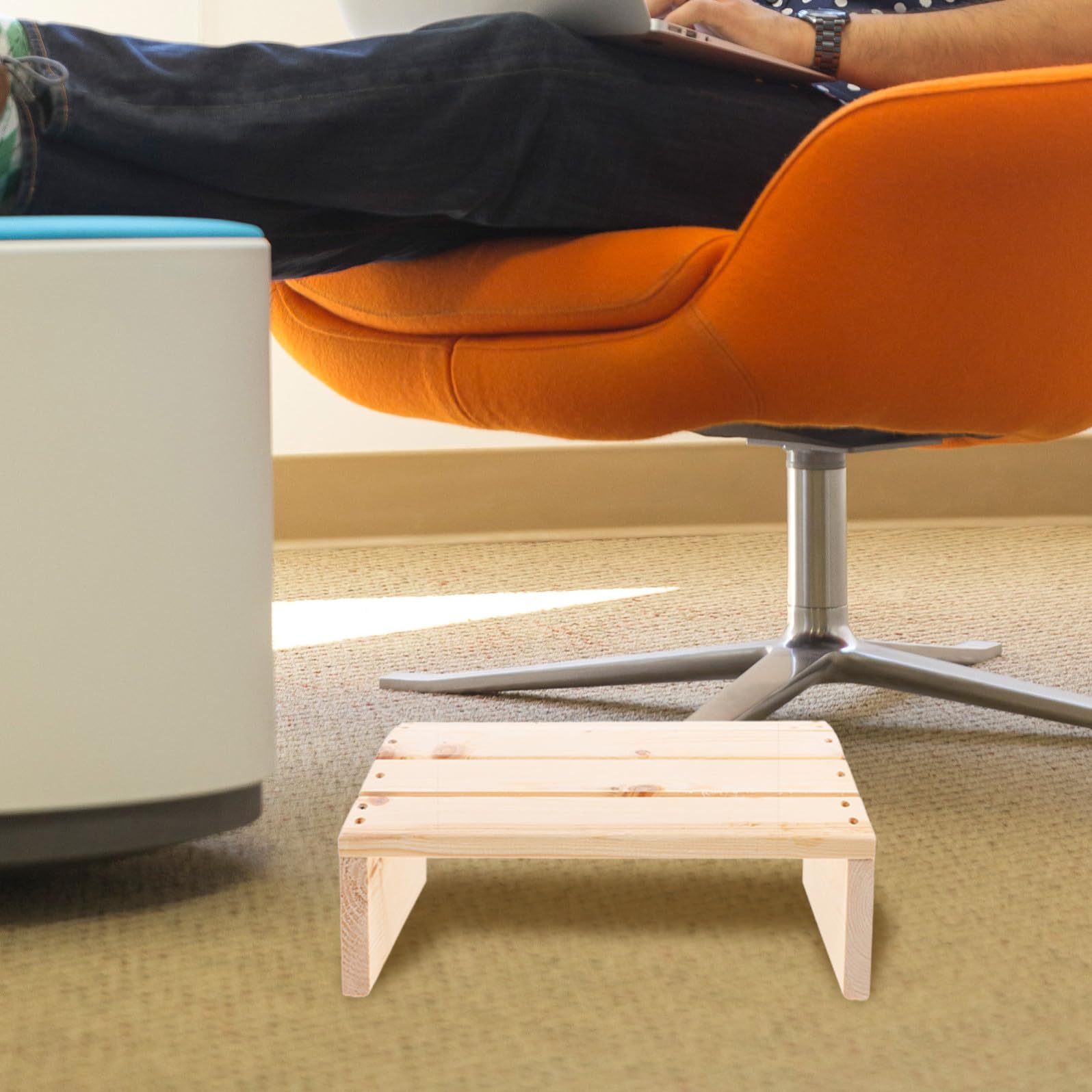 Tofficu Poggiapiedi per Miglioramento Salute e Comfort Durante Lavoro in Legno Ergonomico Inclinato Supporto Piedi Antiscivolo Beige 时间年份季节 per Ufficio Sotto Scrivania