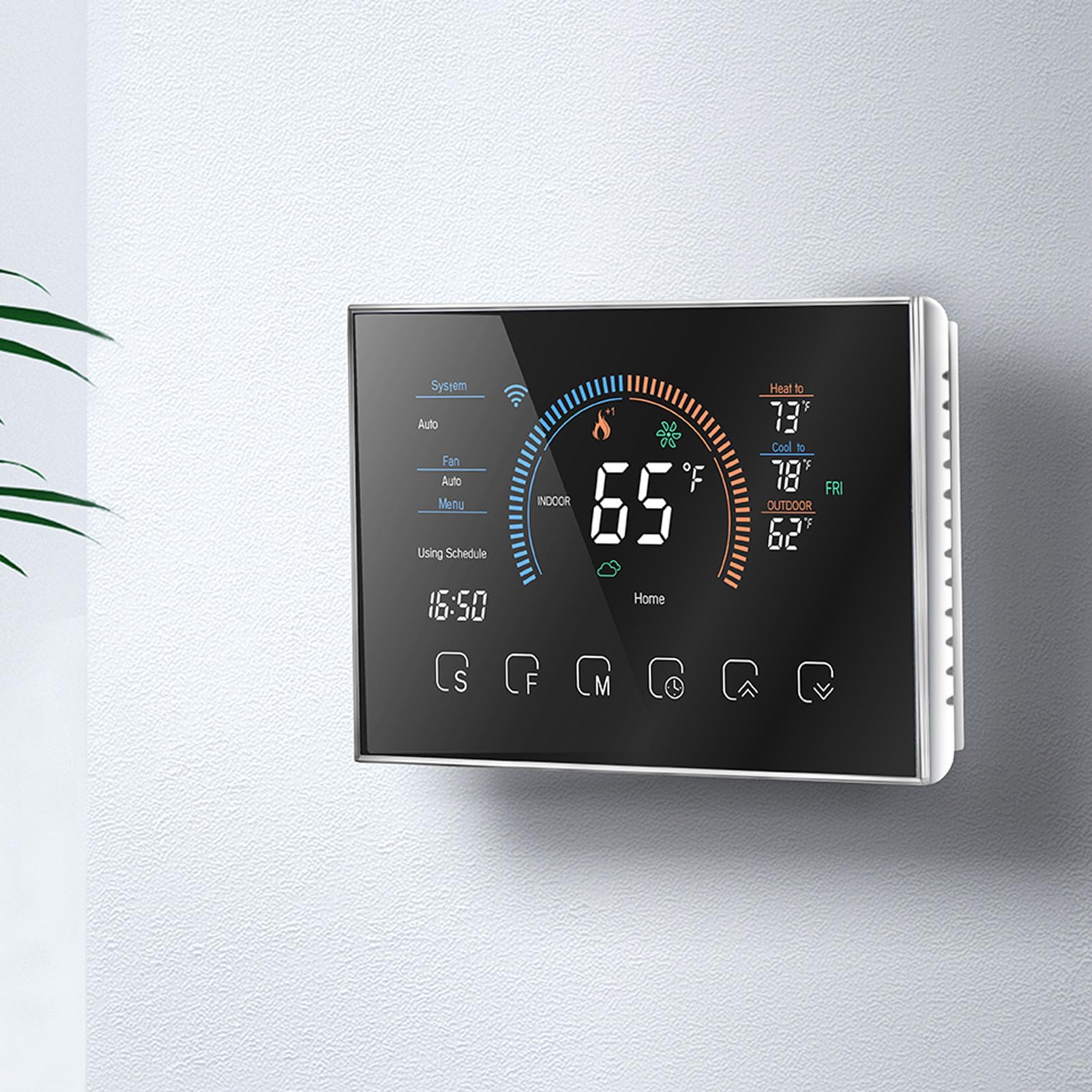 Termostato Intelligente con Touchscreen LCD, Pompa di Calore a Comando Vocale Programmabile, Intervallo 41-95°F per Riscaldamento e Raffreddamento Domestico (BLACK)