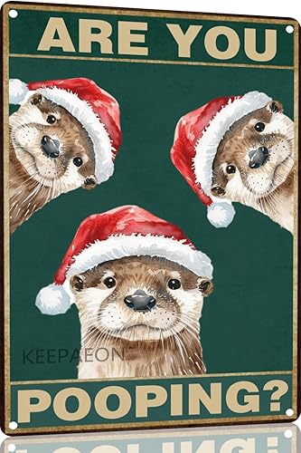 Miniatura 12 de Letrero de metal con diseño de jirafa "Are You Pooping", letrero de aluminio retro para decoración de pared de café del hogar, 12 x 8 pulgadas