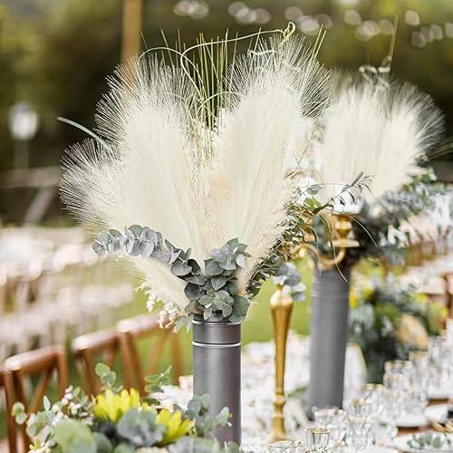 Miniatura 2 de Pampas Grass,10Pcs 40cm Fluffy Pampas Grass Artificial Flowers Decoration for Wedding Boho Party Home Vase Decor Fake Plant Reed Flower Light Coffee