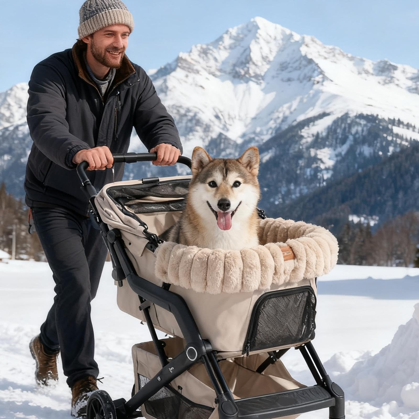 Tappetino Per Passeggino Per Cani Tappetino In Peluche Lavabile E Caldo | Cuscino per Passeggino con Fibbia Magnetica per Cani Per Gatti E Cuccioli, Per Viaggi In Casa E All'Aperto