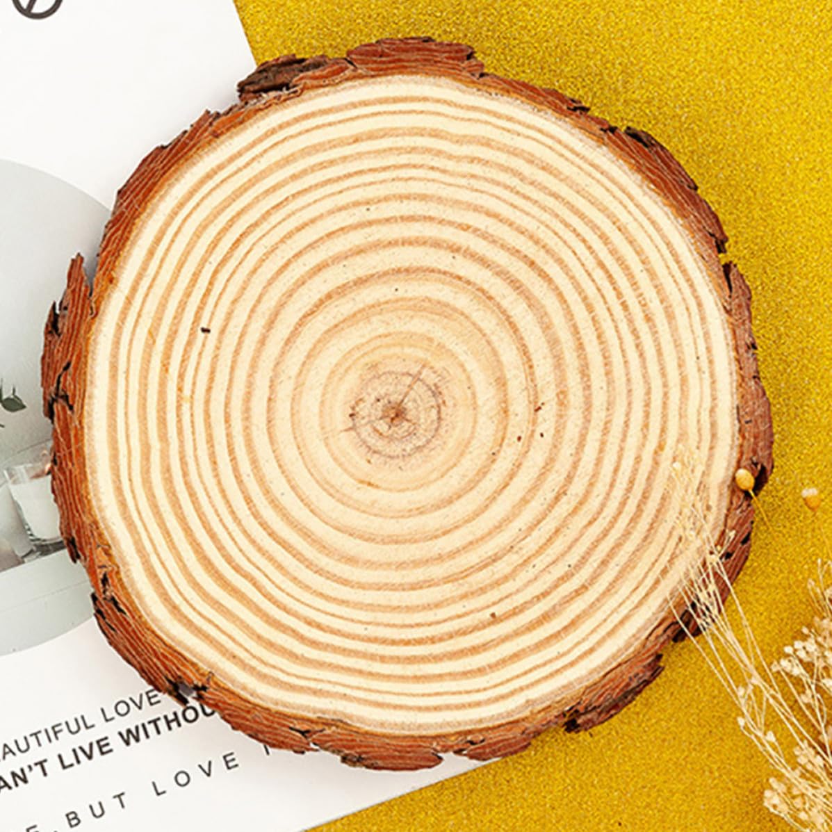 12 Piezas Rodajas de Madera Natural Redondas para Manualidades