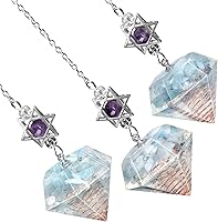 Vista 10 de Rockcloud Stone Pendulum for Dowsing Divitation Meditation Reiki Healing Energy Balancing with Dream Catcher, Fluorite