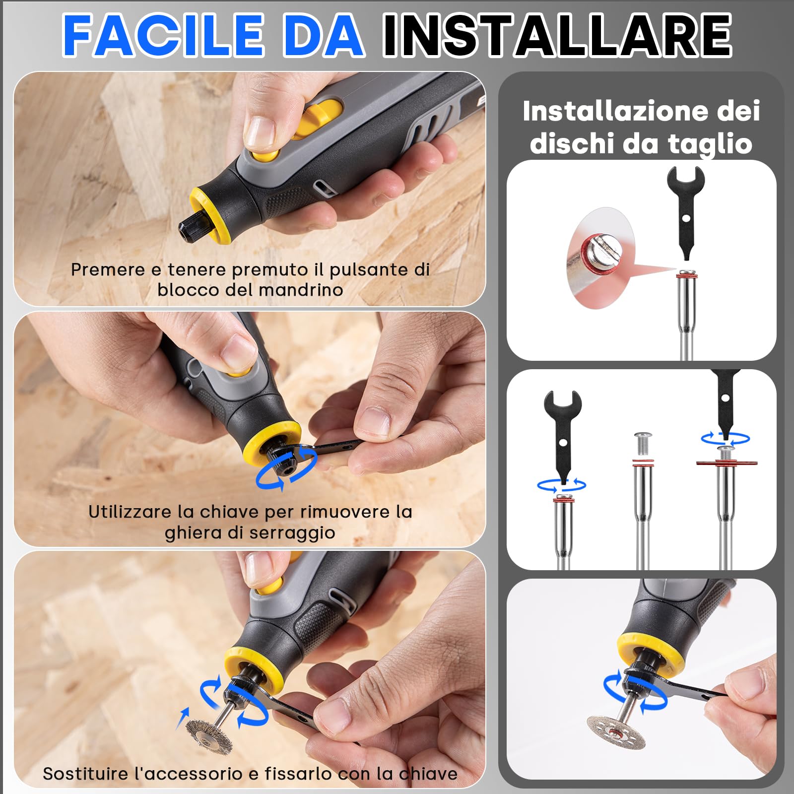 Enventor Mini Utensile Rotante Multifunzione a Batteria 8V, Mini Trapano Elettrico 124 Accessori, 5 Velocità Regolabili, 5000-30000RPM, Ricarica USB, per Incisione, Smerigliatura, Lucidatura