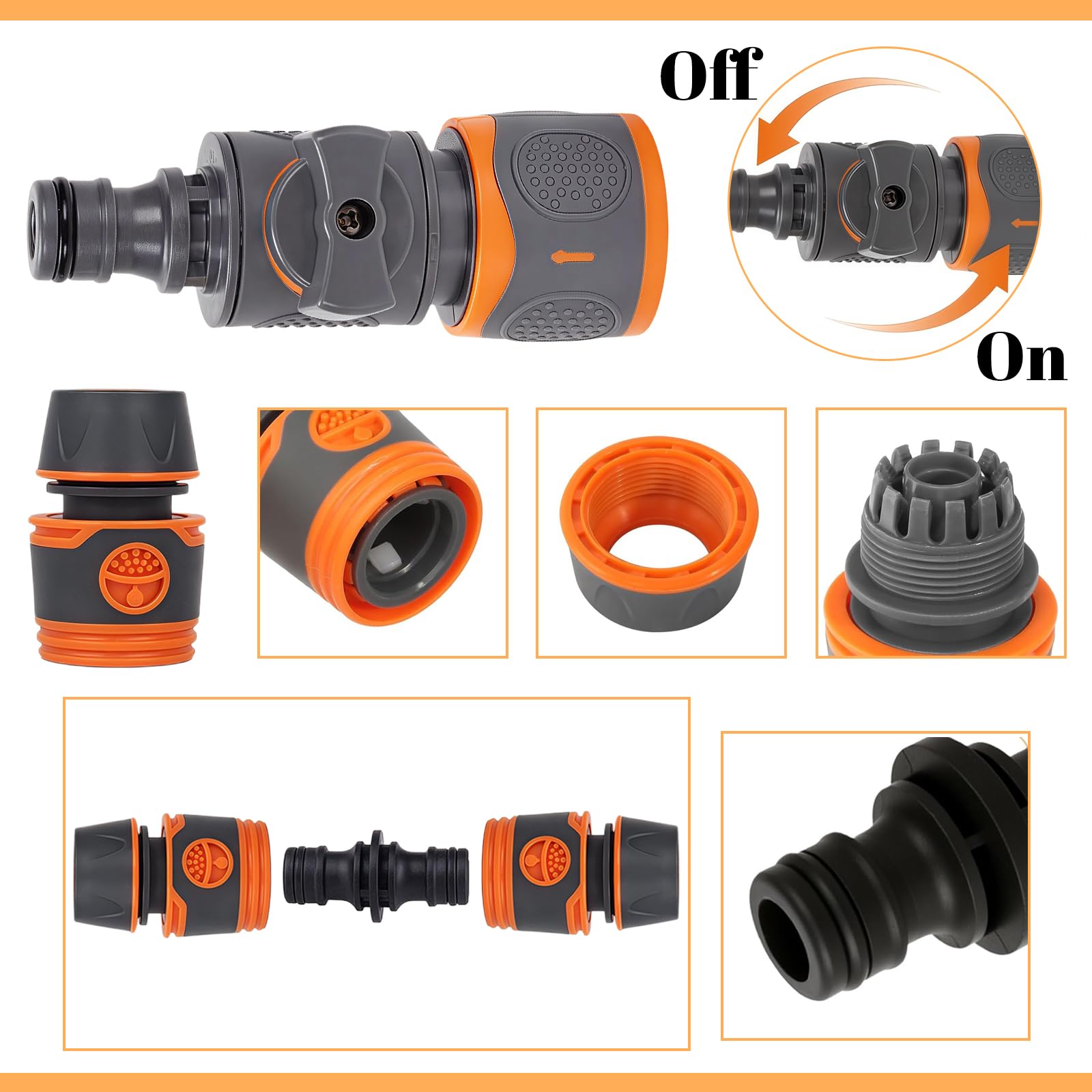 Garden Hose Connectors and Fittings Set,Double Male Hose Connectors-2Pcs End Quick Connectors for Hose Pipe Fitting 1/2" Plastic Tap Connector-Garden Regulator Valve Fitting Connect Adaptor Tool - Image 3