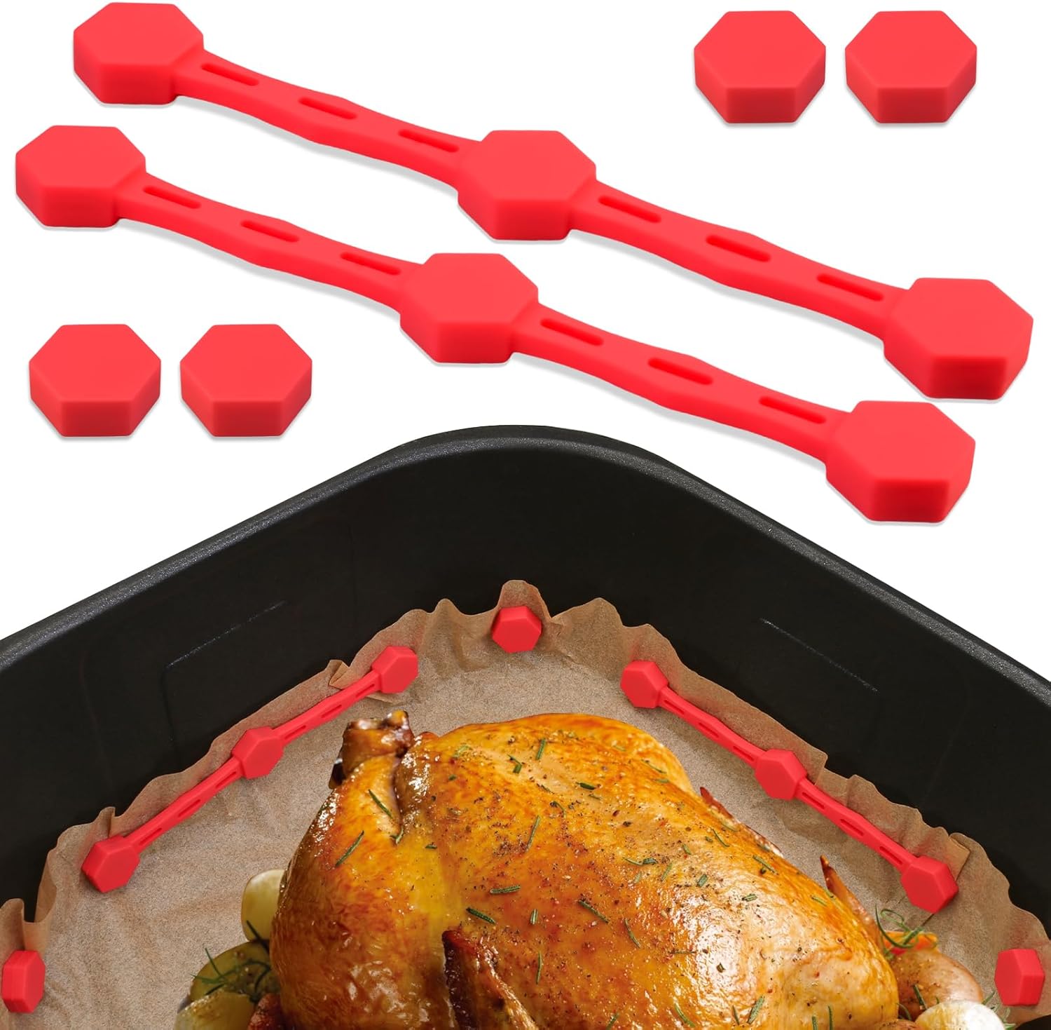 Air Fryer Magnet Silicone Buckle for Holding Down Air Fryer Parchment Paper, Air Fryer Magnets for Parchment Paper, Lock Disposable Liners Safely Prevent Paper to Burn (Set of 2, Red) Air Fryer Magnet Silicone Buckle for Holding Down Air Fryer Parchment Paper, Air Fryer Magnets for Parchment Paper, Lock Disposable Liners Safely Prevent Paper to Burn (Set of 2, Red)