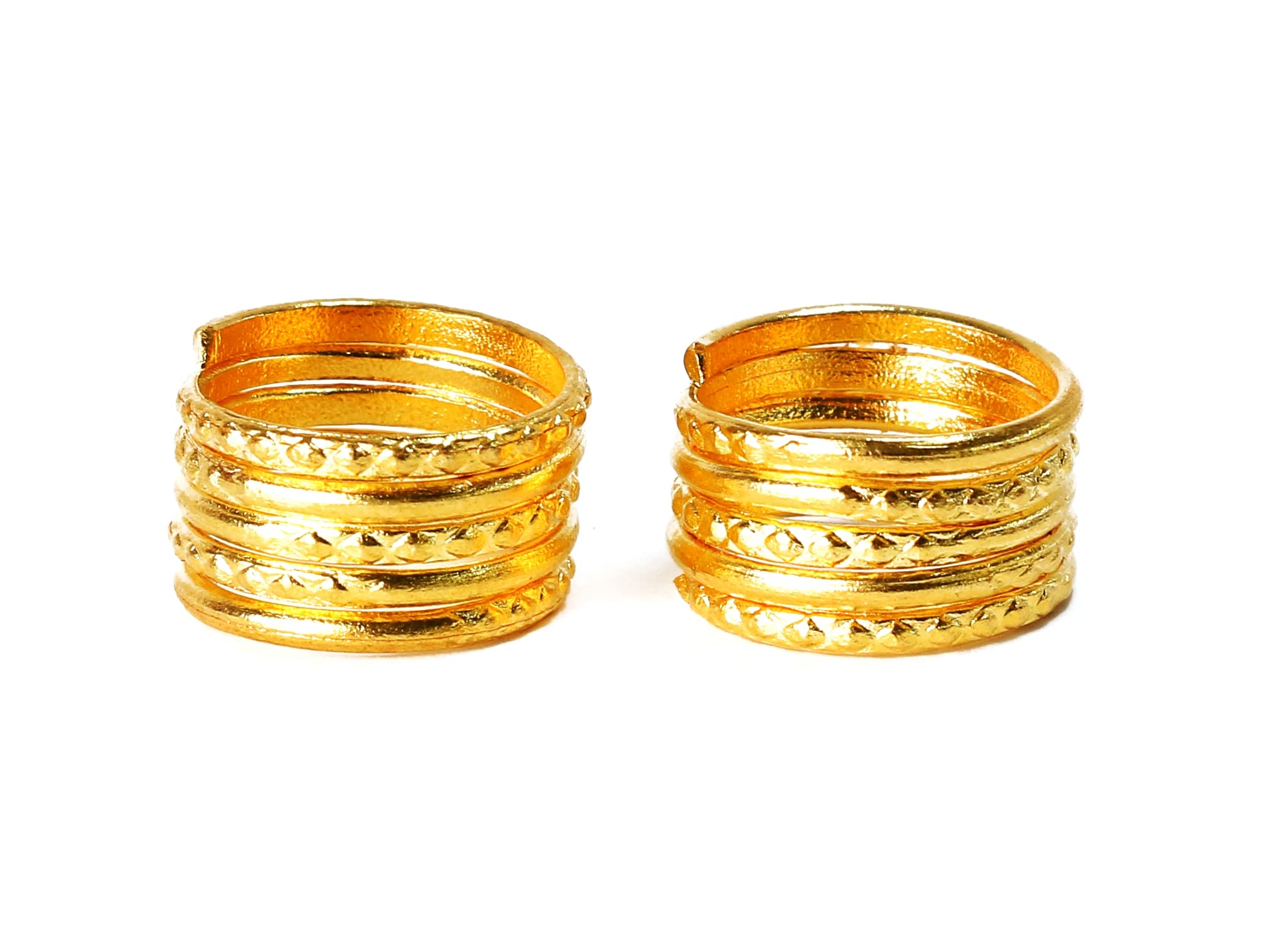 Daily Use Metal Alloy (Panchaloha) Multi Round Spring Type Toe Rings for Women - Alternating Pyramid Pattern