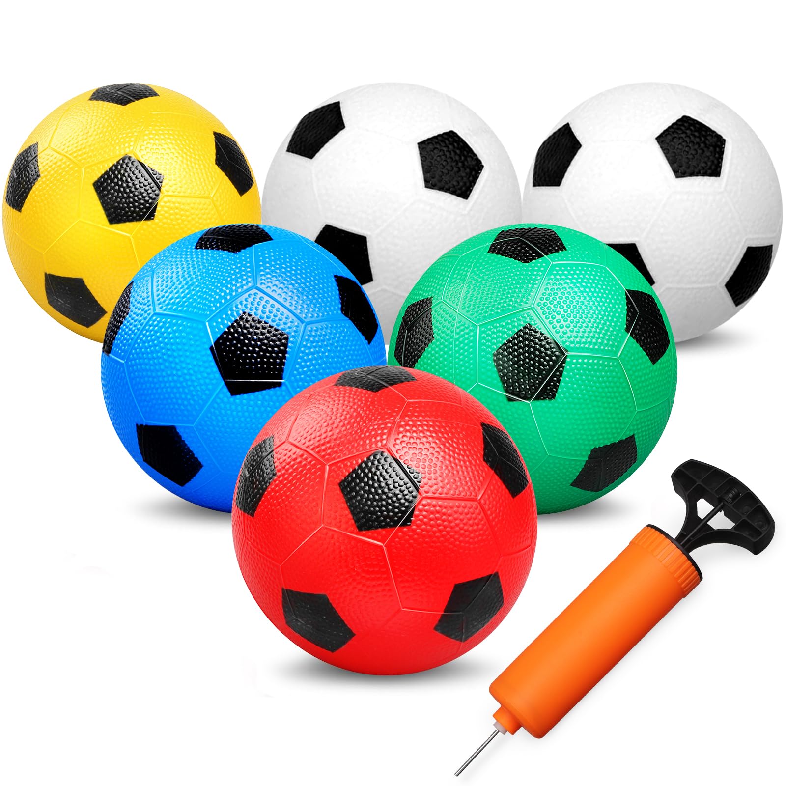 6 Inch Mini Soccer Balls for Kids Toddler, Small Soccer for Mini Goal Hoop, KickBall Soft Footballs Sport Game for Indoor Outdoor Playground Beach, Pool Ball with Pump For Inflatables Float - 6PCS