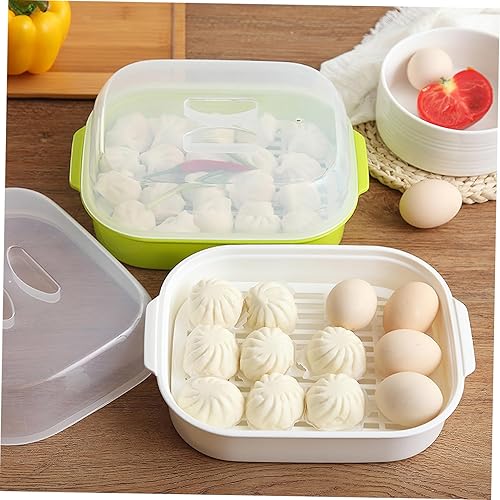 Miniatura 7 de Operitacx Microgreens - Contenedor para pan de pan, horno de microondas, caja de vapor de plástico, cesta de cocina con tapa para la cocina del