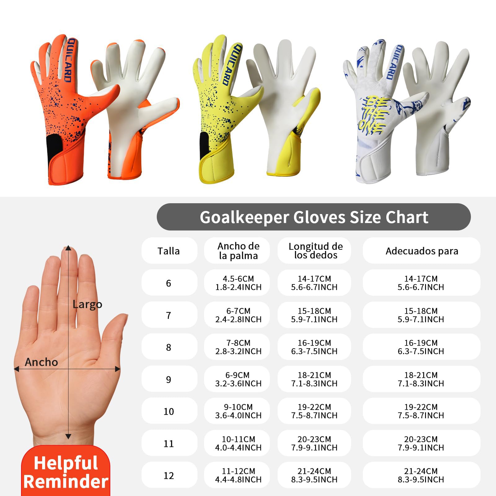 Gants de gardien de but - Bonne adhérence - Gants de football pour enfants - Tailles 6 à 10 - Récepteur puissant pour adolescents, adultes, enfants