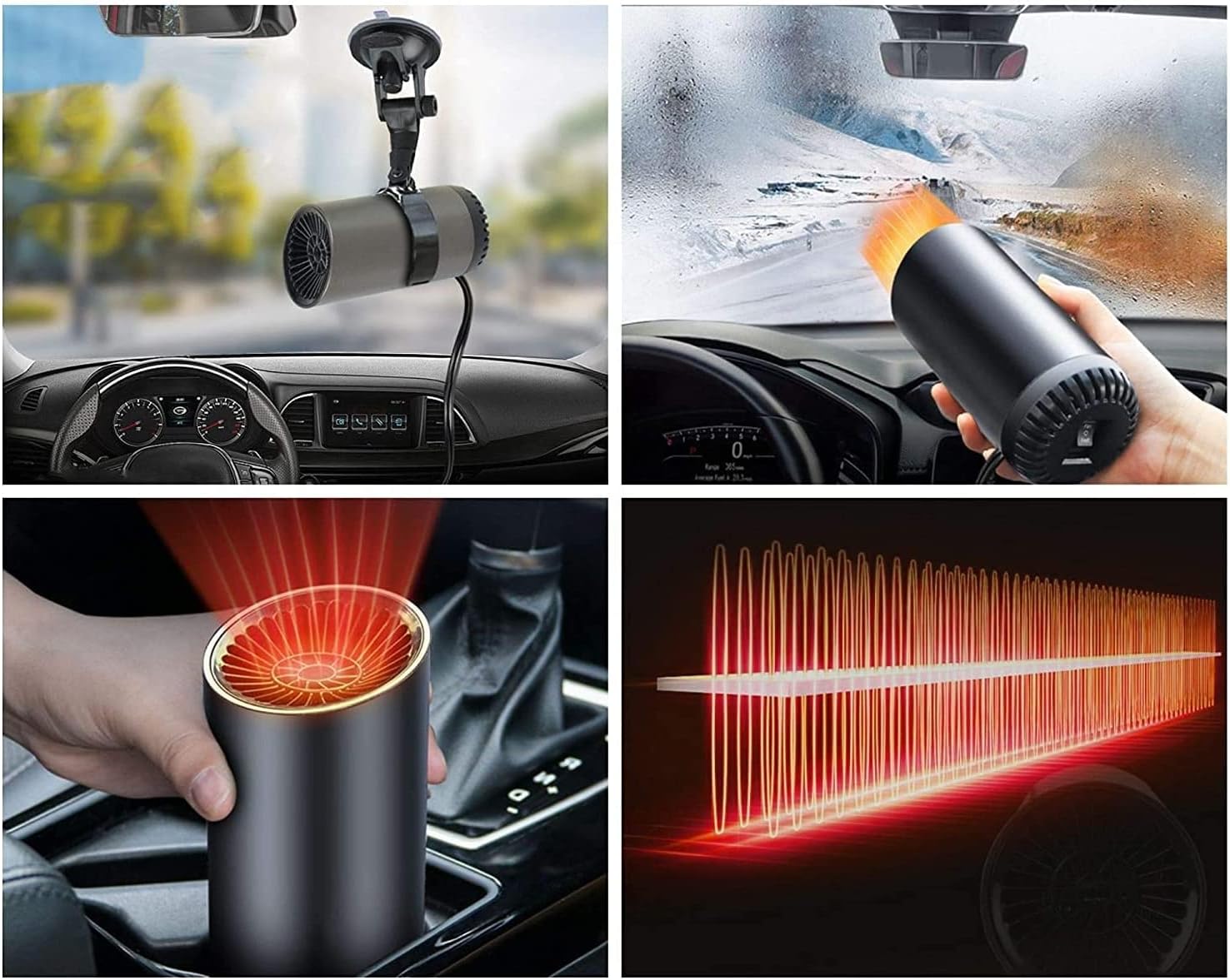Car Heater, Portable Heater for Car, 2 in1 Heating & Cooling Fan, 150W 12V Windshield De-Icers, Plug in Automobile Windscreen Fan Defroster with Suction Holder (Black)