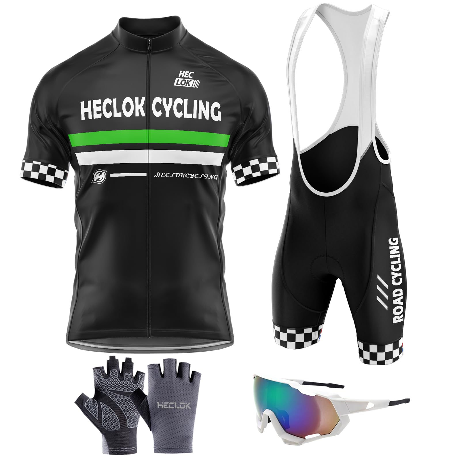 Mens Summer Cycling Short Sleeve Top and Gel Bib Shorts Set,Riding Biking Sportswear Jersey,Cycling Jersey Kits Breathable MTB Clothing Suits,Short Sleeve Cycling Suits Set