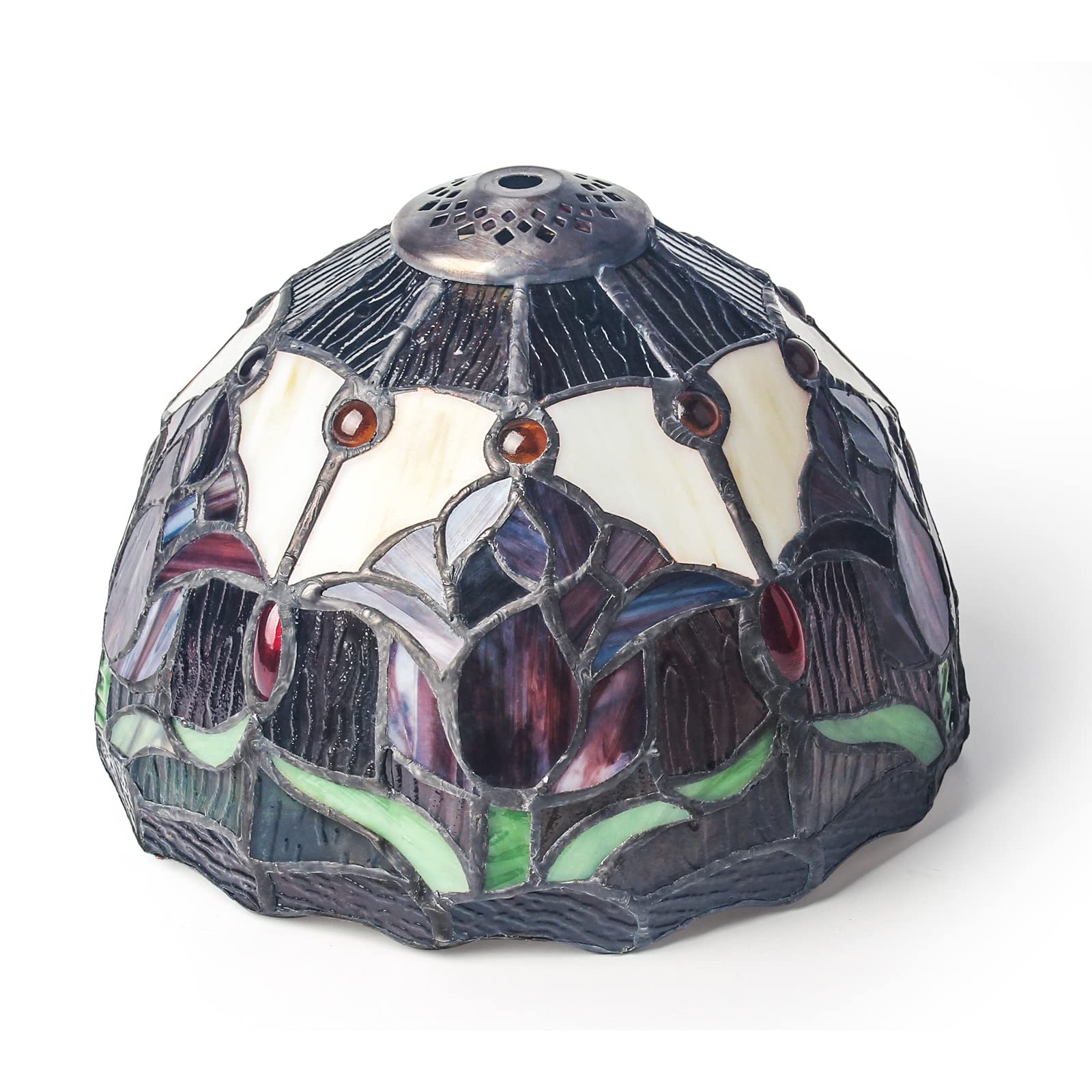 Lampa stołowa w stylu Tiffany, lampa stołowa vintage, ręcznie robiona, klosz ze szkła malowanego, do sypialni, lampki nocnej, gabinetu, biura (czerwona)