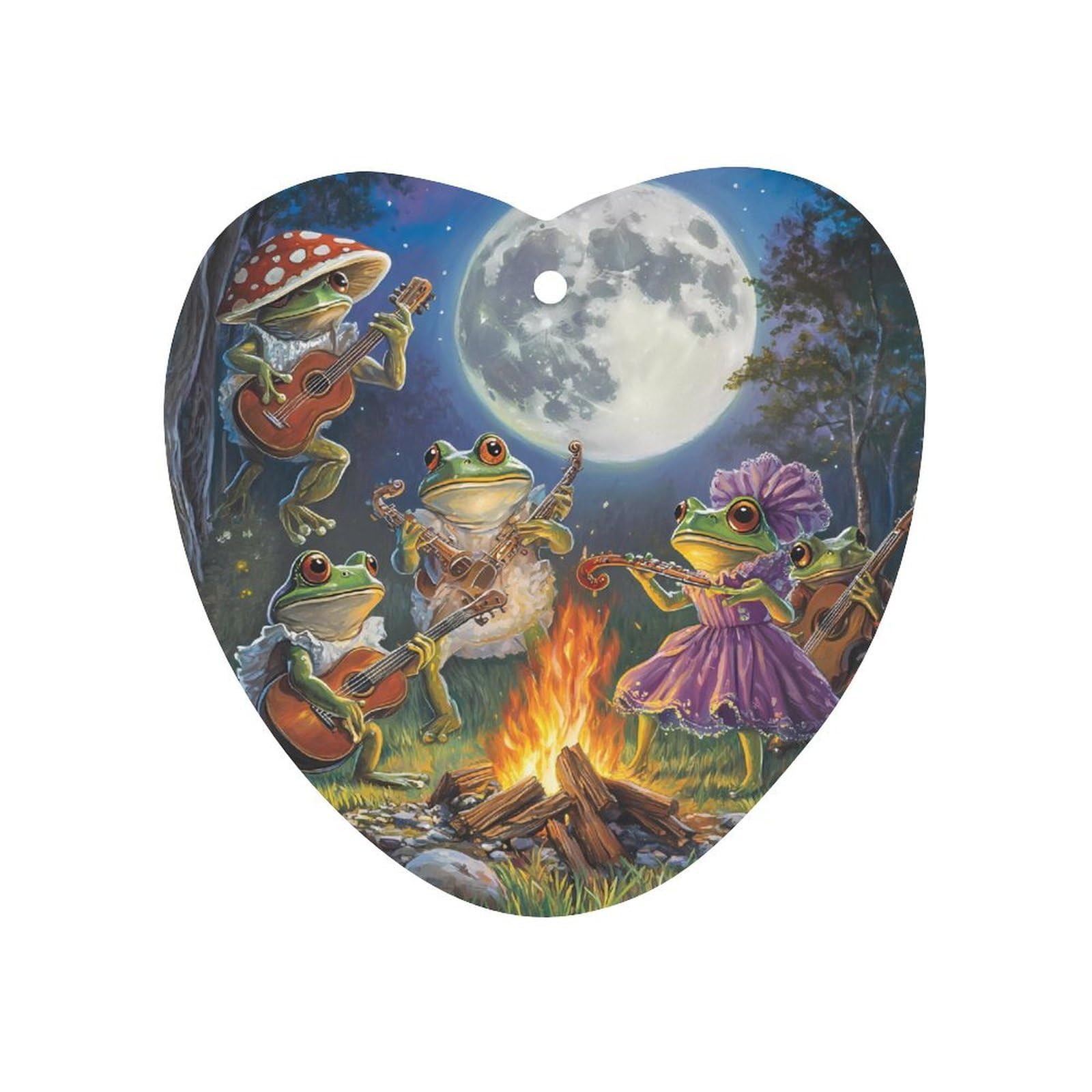 Frog Bonfire Party Under The Moon Car Air Freshener Hanging Aromatherapy Tablets for Car Accessories Love form