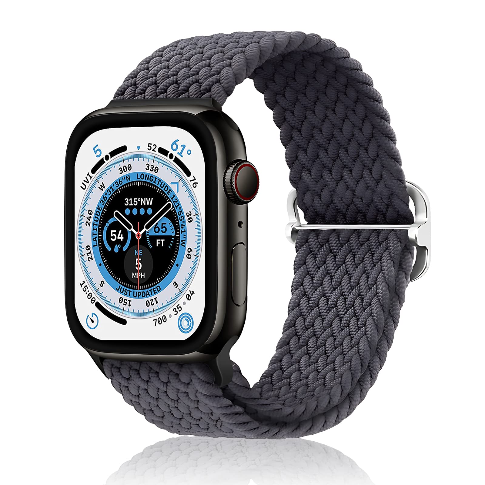 AottomStretchy Solo Loop Compatible with Apple Watch Band 38mm 40mm 41mm 42mm 44mm 45mm 49mm, Adjustable Nylon Braided Elastic Sport Straps Womens Men Wristbands for iWatch Series 8 7 6 5 4 3 2 1 SE Ultra, Elastic Sport Wristbands (38/40/41mm, Dark Grey)