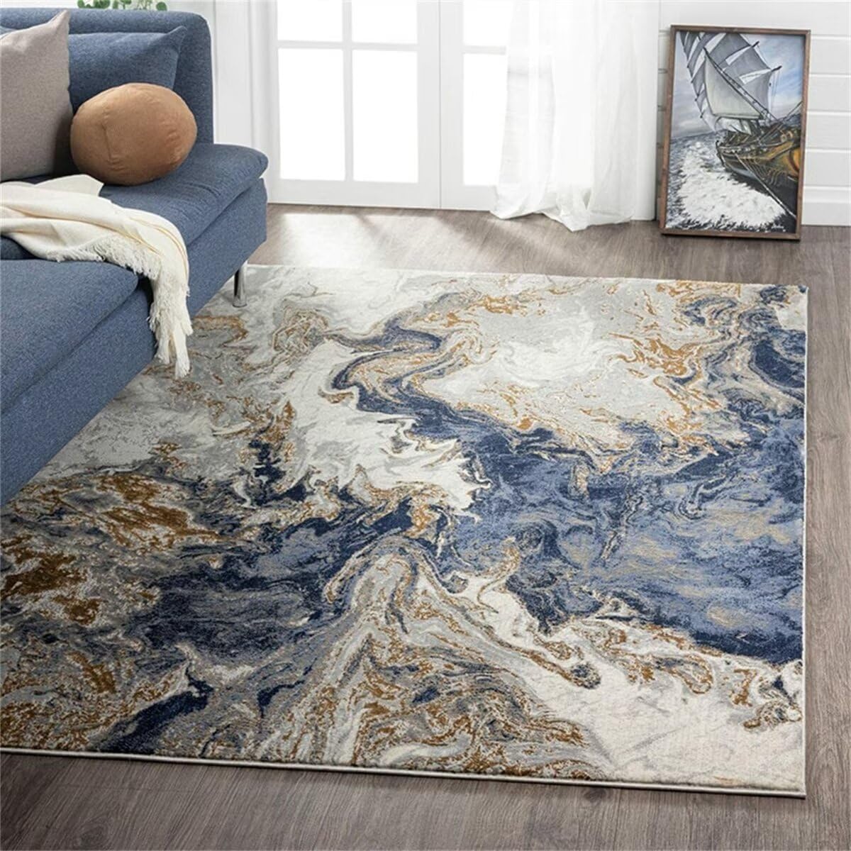 Chambre garçon tapis lavable bleu contre les taches de jeu