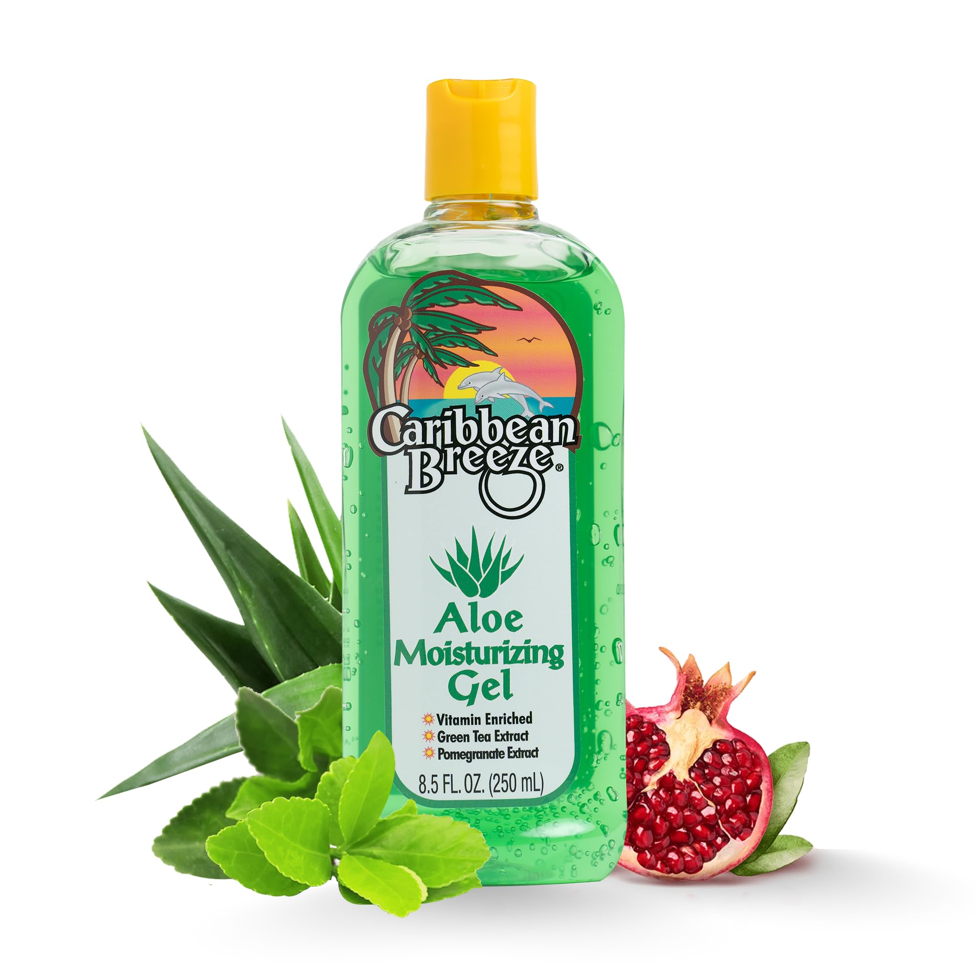 Caribbean Breeze Aloe Moisturizing Gel, Citrus Mango Aloe Vera Gel for Skin, Pure Aloe Vera Gel 100% Vitamin Enriched with Green Tea & Pomegranate,