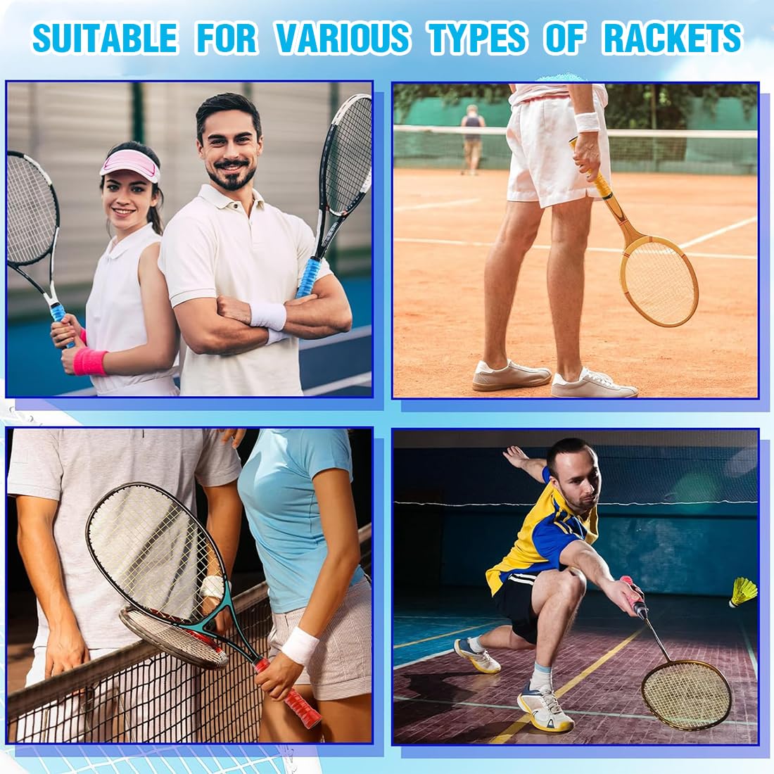 Set 5 Overgrip Per Padel E Tennis - Nastro Antiscivolo Autoadesivo, Per Racchette Da Badminton E Squash - Foto 8