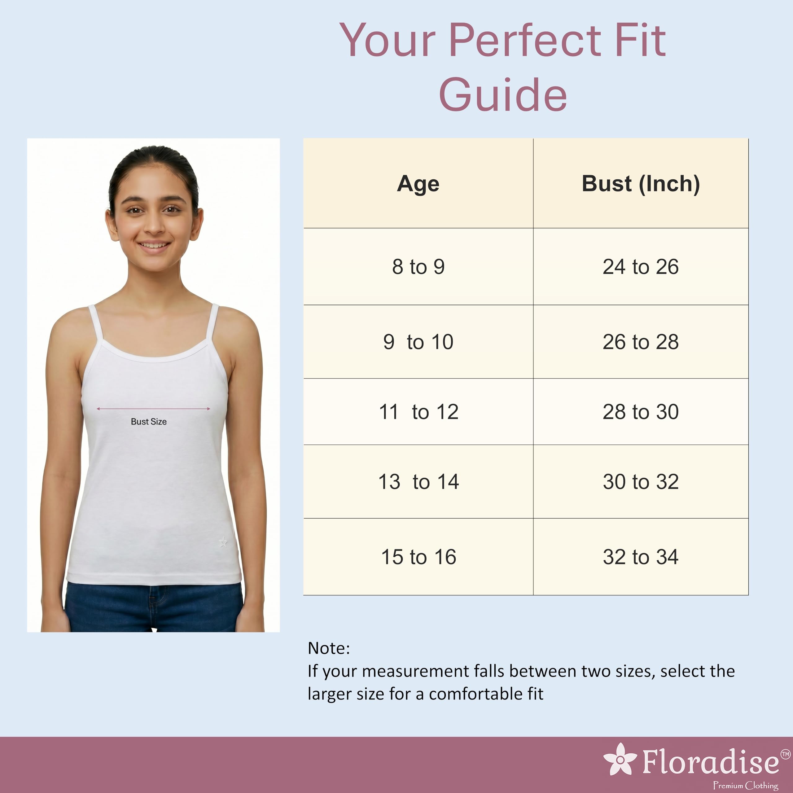 Floradise Puberty Camisole | Slips for Girls | Added Multi-Layer Fabric for Front Coverage | Adjustable Straps | Perfect for School & Daily use (in, Age, 13 Years, 14 Years, Regular, White & White) 1