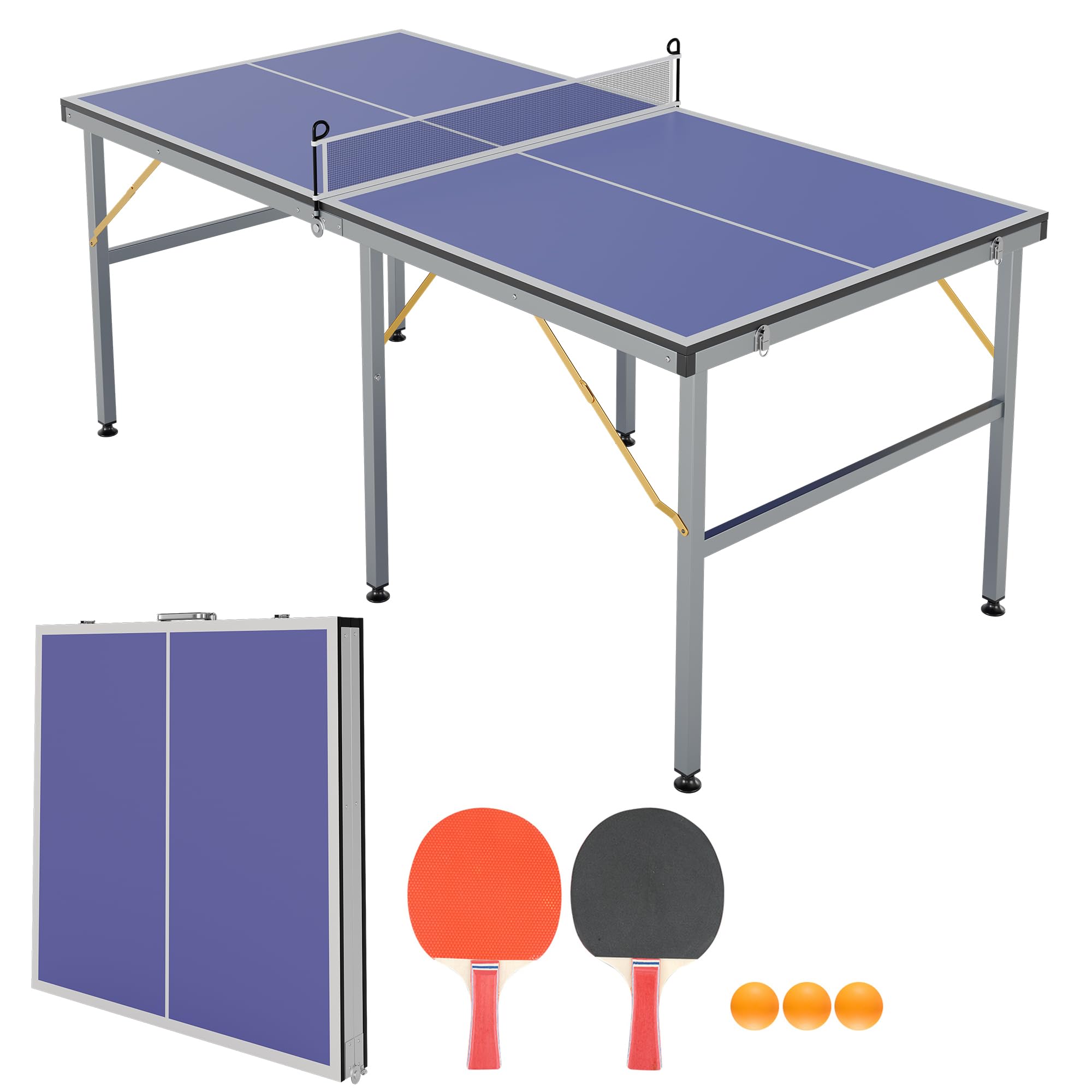 6x3 FT Mid-Size Foldable Portable Ping Pong Table | Professional Indoor/Outdoor Table Ten…