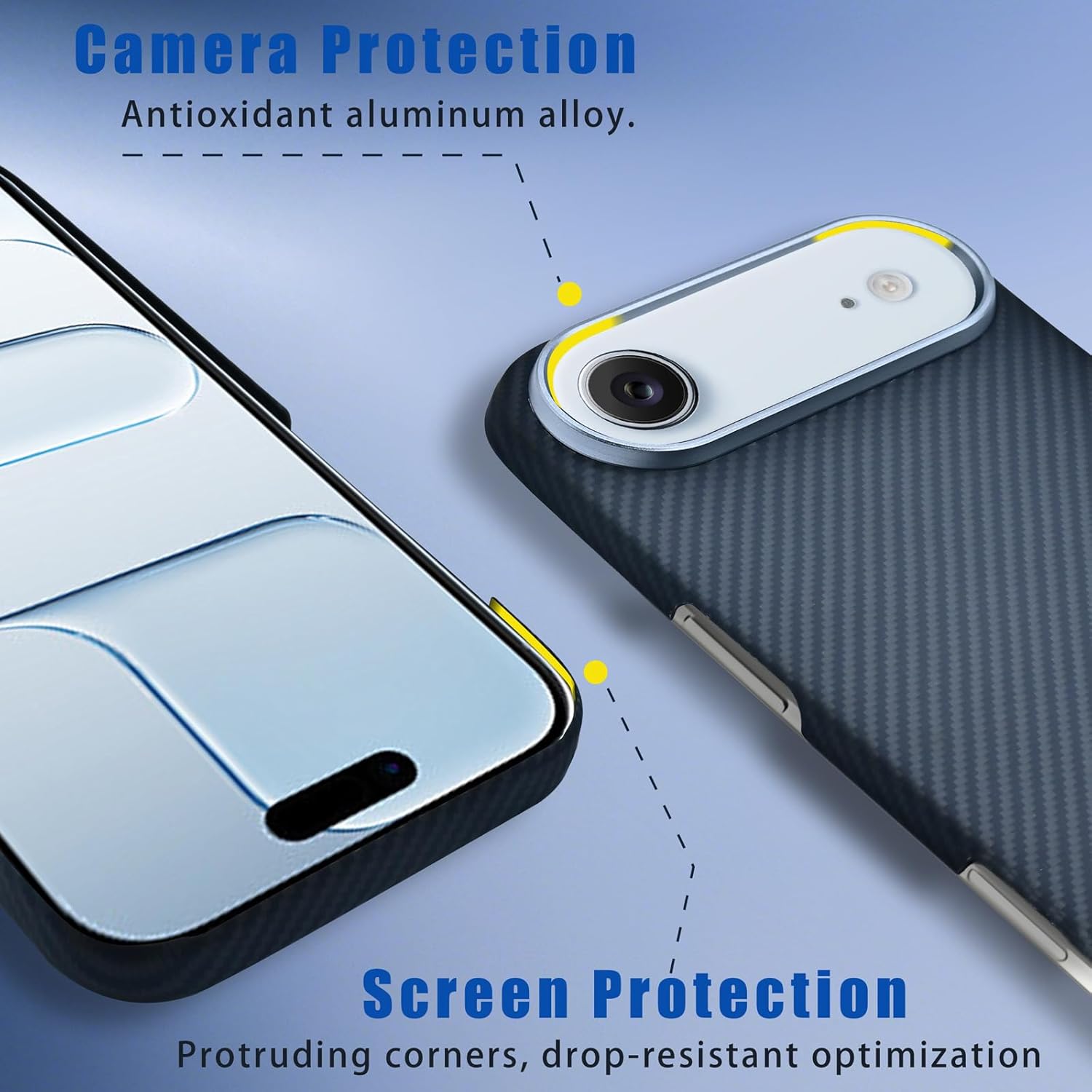 Carbon Fiber Case for iPhone 17, Compatible with Magsafe, Ultra Slim Lightweight Minimalist Case Built with Dupont Kevlar Aramid Fiber (Black, iPhone 17 Air Case)