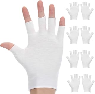 4 Pairs Fingerless Cotton Moisturizing Gloves for Dry Hands