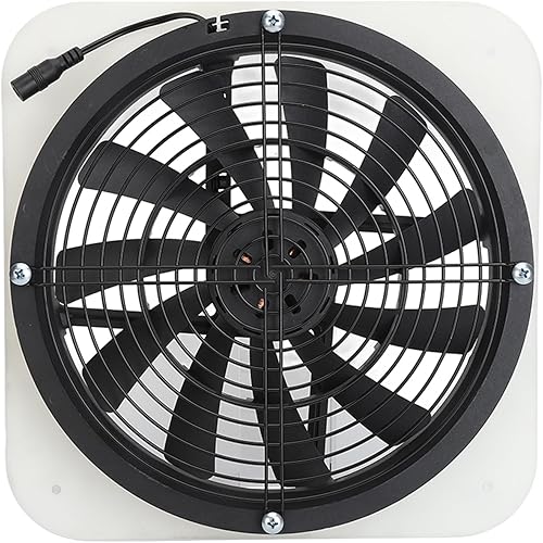 Miniatura 8 de Solar Panel Fan Kit Solar Panel Fan Kit Solar Exhaust Fan 100W Solar Powered Panel with 10inch Round Fan for Greenhouse Shed Chicken Coop (White)