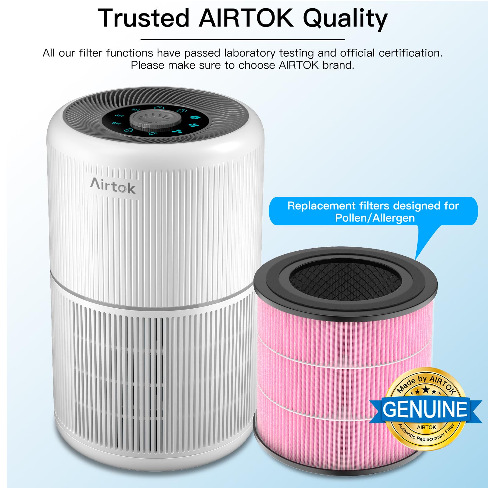 Filtros de repuesto para el purificador de aire AP0601 contra polen y alergias a mascotas, 5 en 1 con carbón activado, filtro HEPA eficiente, rosa, pack de 2 unidades