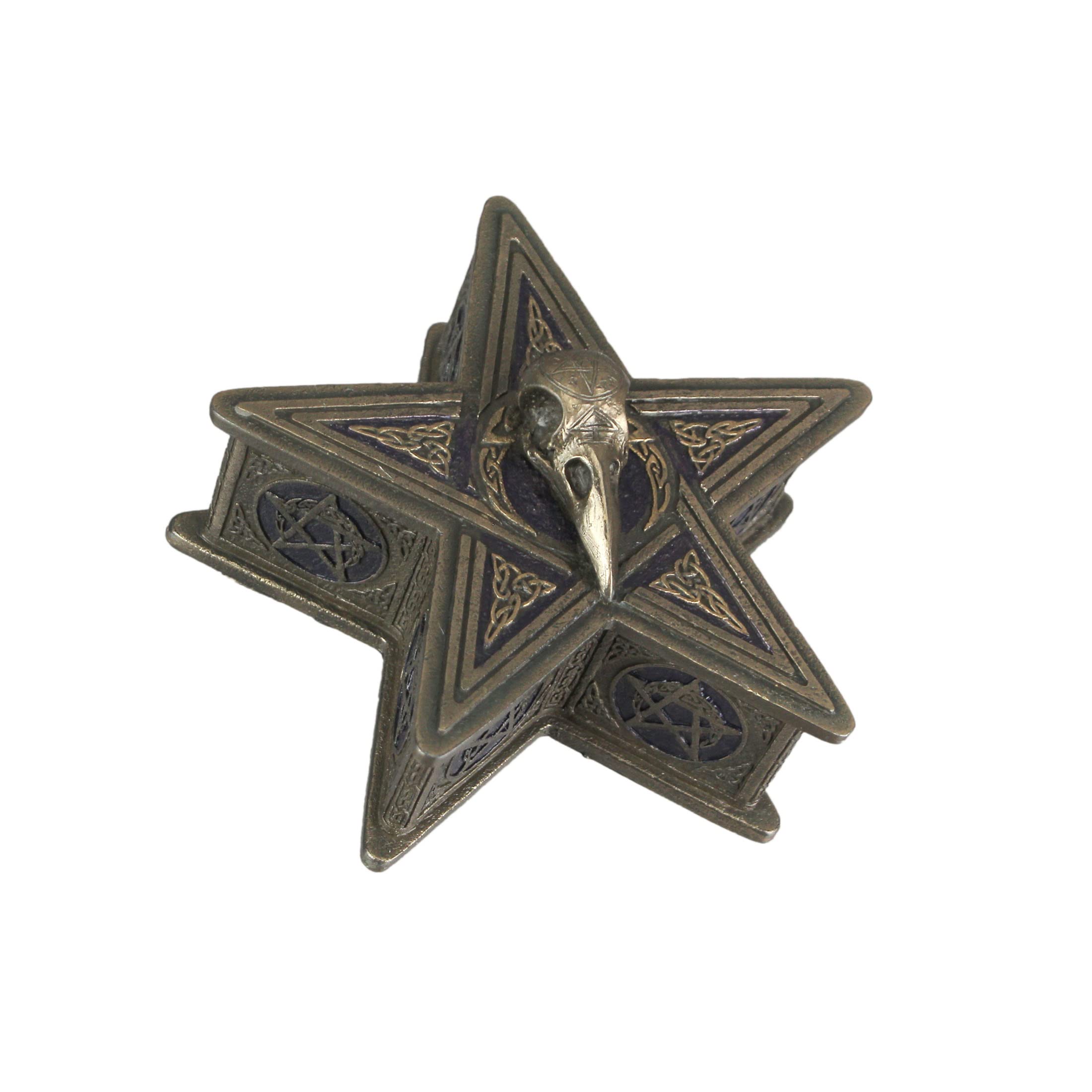 Boîte à bijoux pentagramme Veronese Design, coffret ésotérique bronze