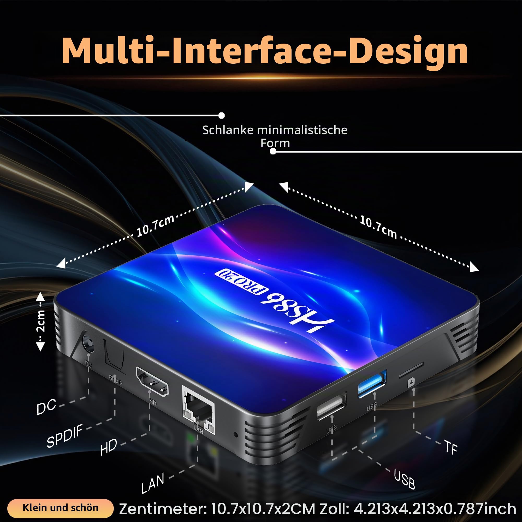 8K UHD Android 14.0 TV Box RK3566 8GB RAM 64GB ROM, HS86 PRO20 Smart TV Box Android 4K@60hz HDR10 Streaming Media Player Unterstützung Dualband WiFi6 2,4G/5G BT5.4 Ethernet 1000M, mit IR Fernbedienung