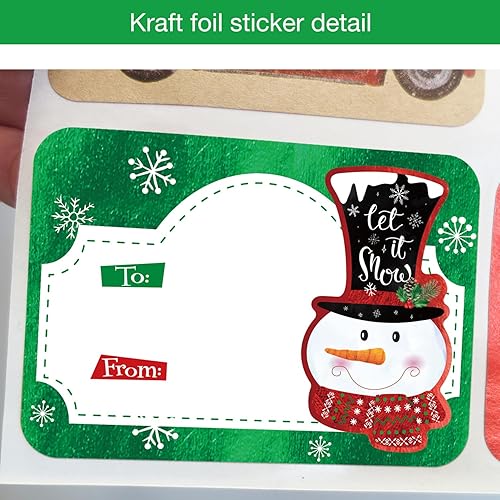 Miniatura 4 de 80 etiquetas adhesivas grandes de papel de aluminio para regalo de Navidad, 8 diseños gigantes, etiquetas de nombre de Navidad para envolver regalos