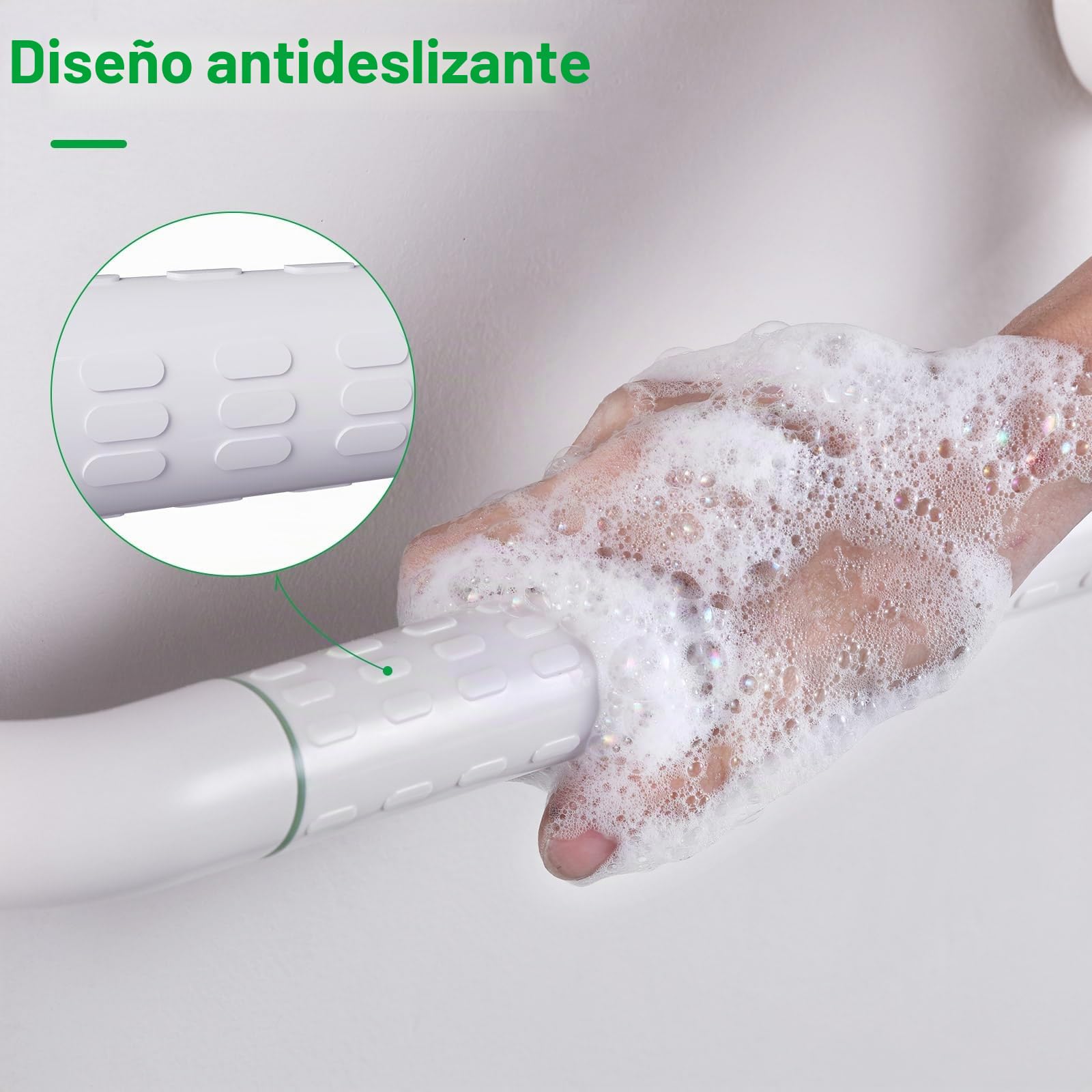 KULACO Asideros para personas mayores, mango de ducha de acero inoxidable, mango antideslizante de seguridad, 45 x 30 cm, mango de seguridad en forma de L, para inodoro, baño, bañera, pasamanos de