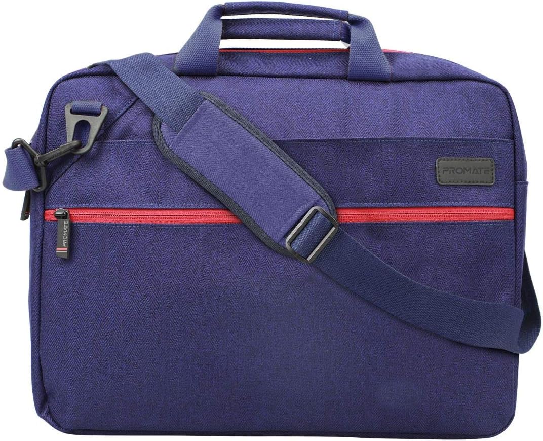 Promate 16 Inch Laptop Messenger Bag, Premium Water-Resistant Shoulder Messenger Bag with Secure Quick Access Pocket, Detachable String and Anti-Theft Pocket for Laptops, Documents, Akita-MB