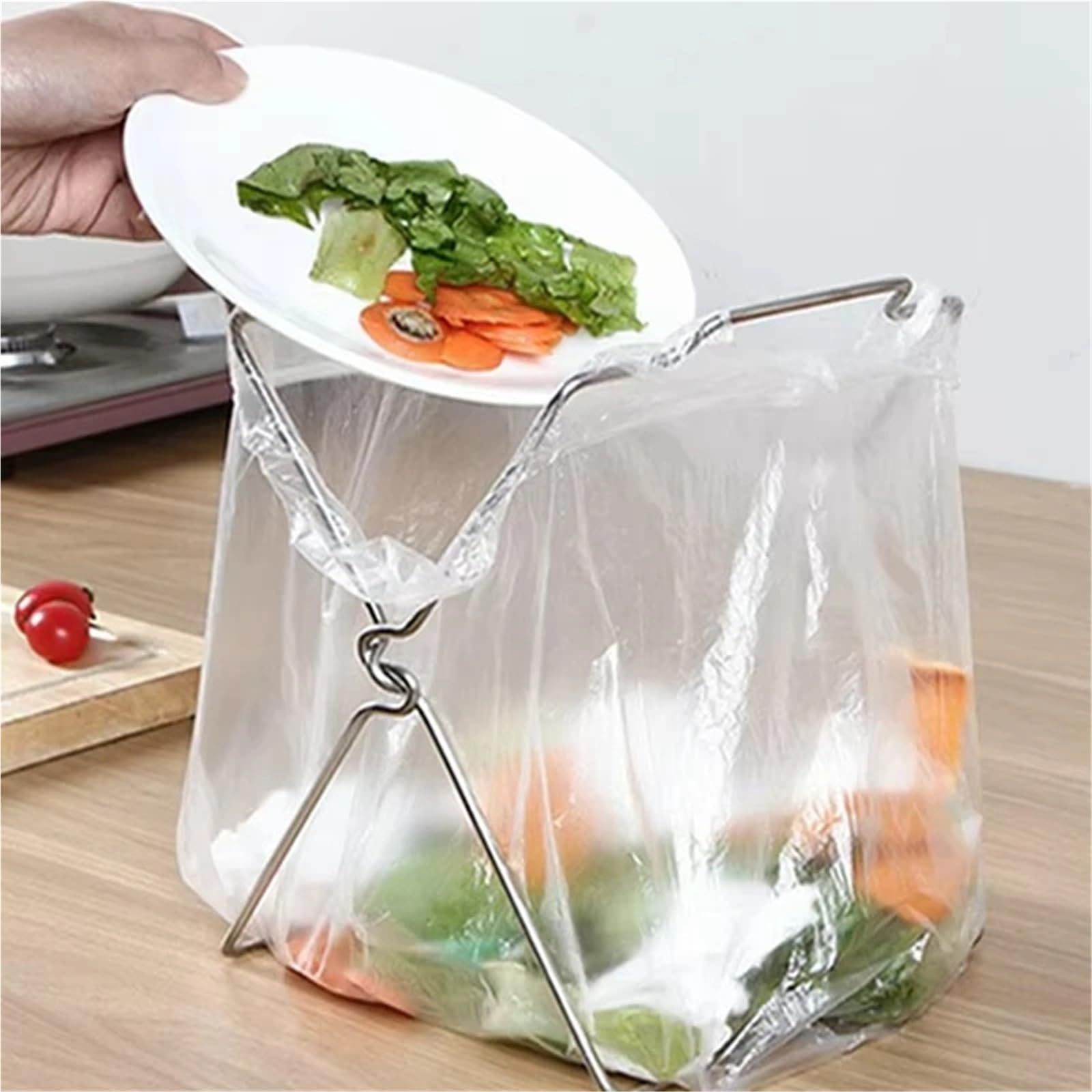 Estante for Bolsas de Basura Acero Inoxidable, Estante Colgante for, for Trapo, Cubo for Cocina Plegable, for Colgar, 2 uds para Bolsas