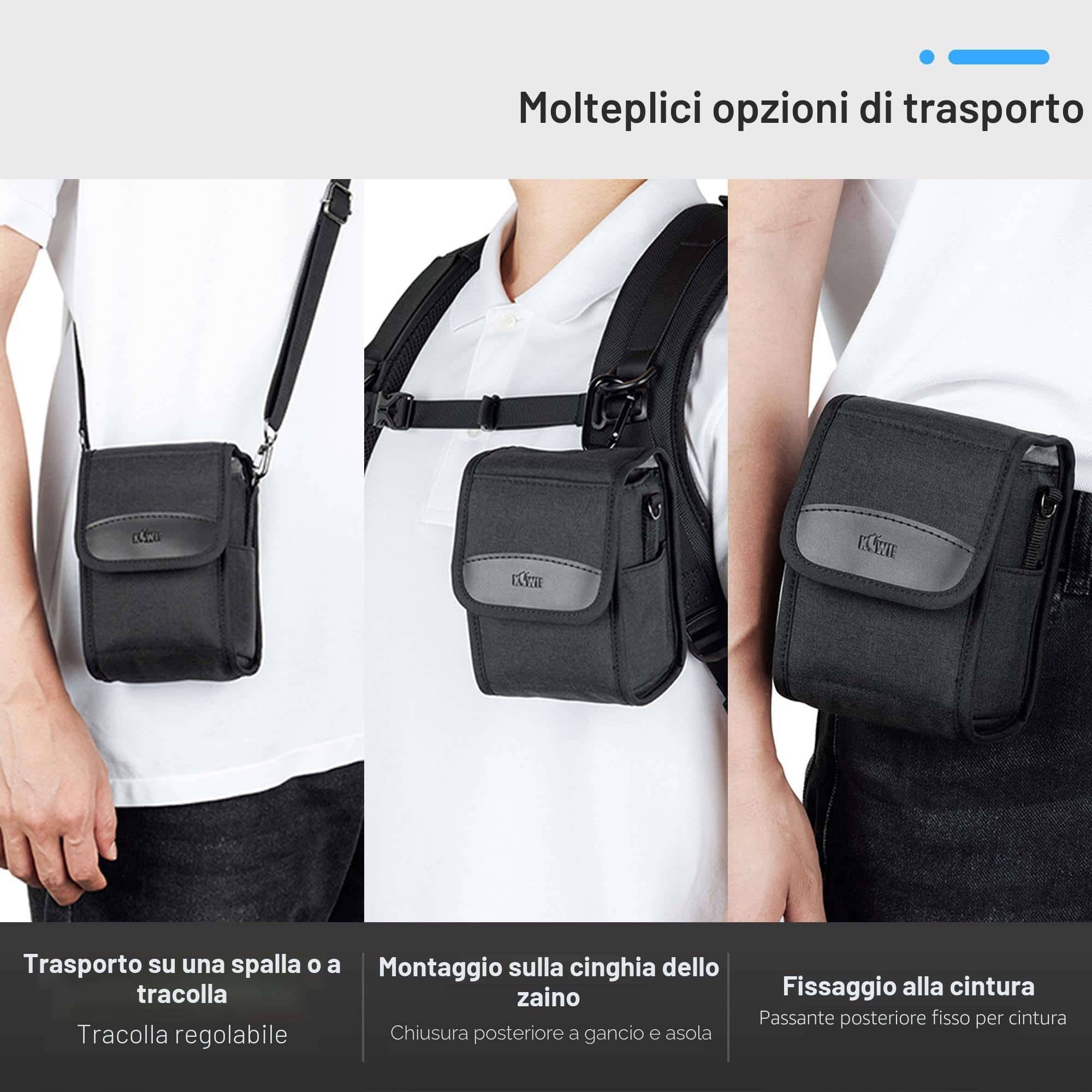Kiwifotos Borsa a tracolla compatta per fotocamera digitale SLR/Mirrorless e obiettivi per Canon, Nikon, Sony, Fujifilm, Ricoh, con tracolla (150x90x90mm)