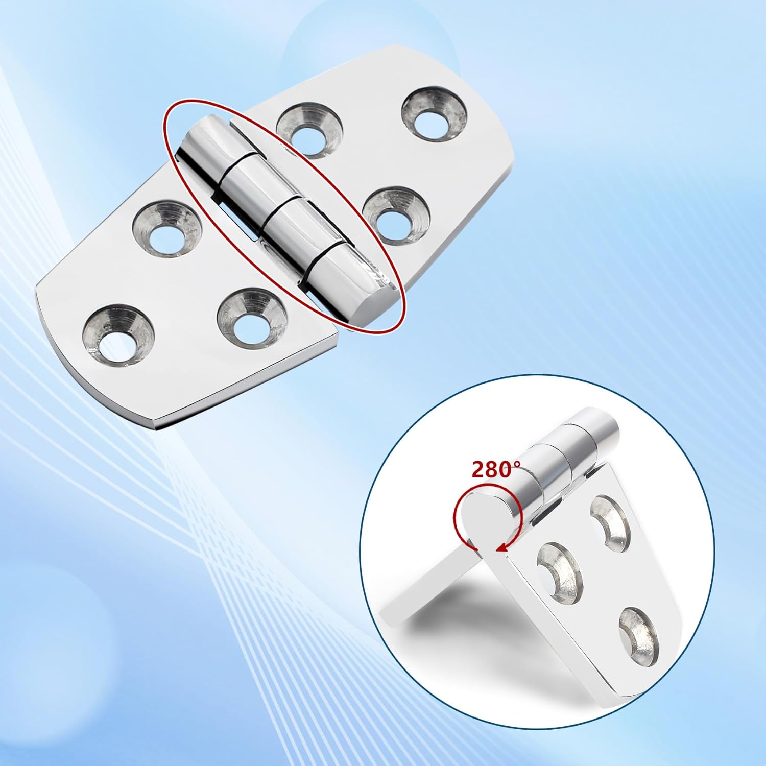 316 Stainless Steel Boat Hatch Hinges,3 inch x 1-1/2 inch (76 x 38mm) Polished Marine Hinge,Marine Boat Hatch Heavy Duty Hinges with Screws,for Boats, Yachts, Doors, Deck,Windows, Cabinets (8 Pack)