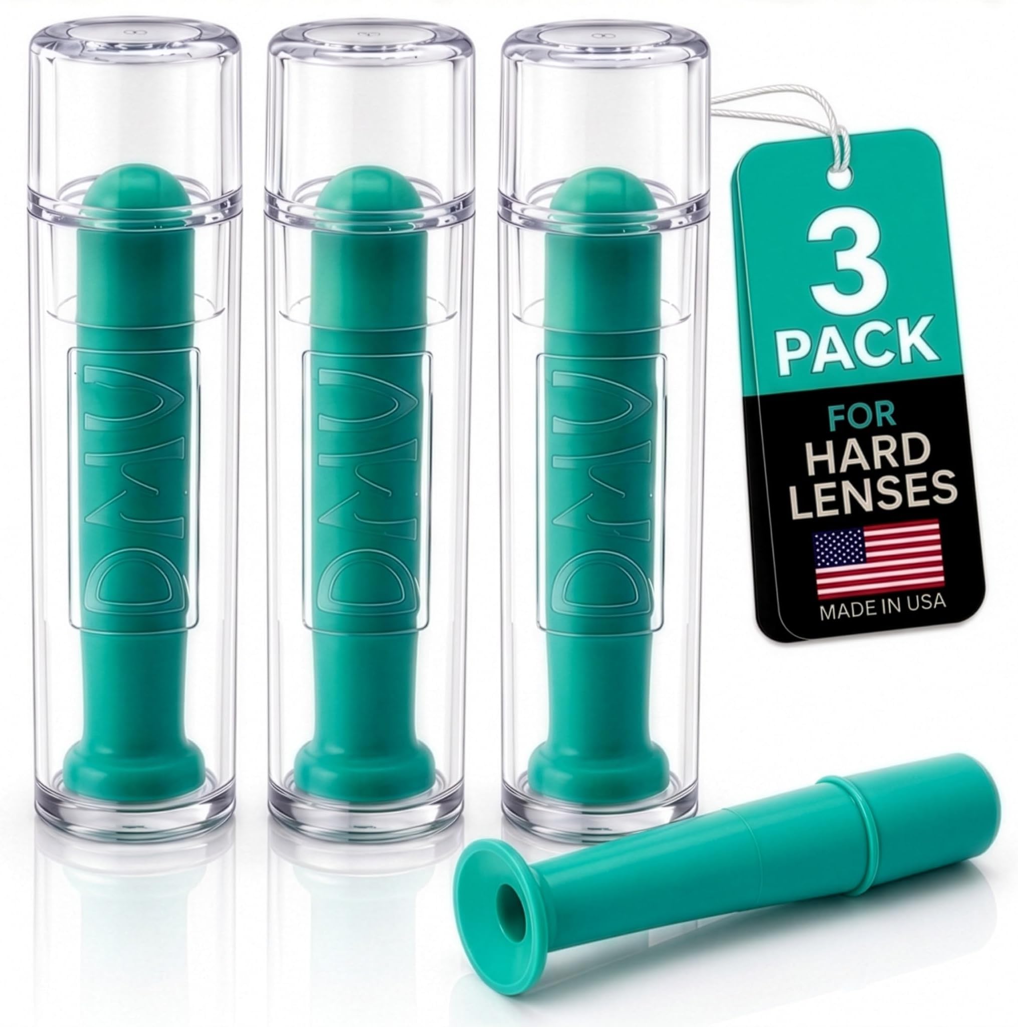 Classic Vented Hard Contact Lens Remover (Green, 3 Packs)