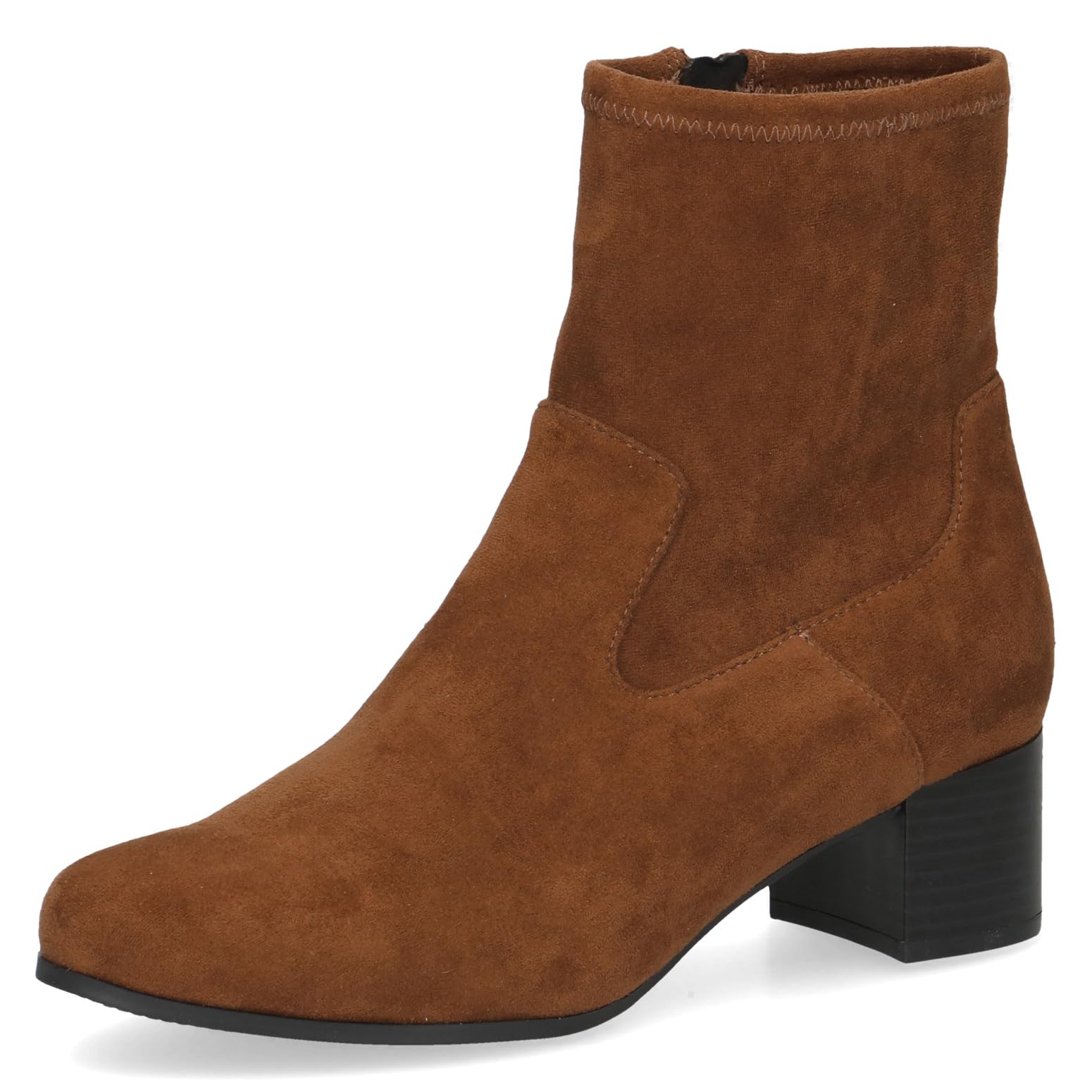 CAPRICE Women's heeled ankle boots with zipper Vegan, Brown (Brown Stretch), 3.5 UK