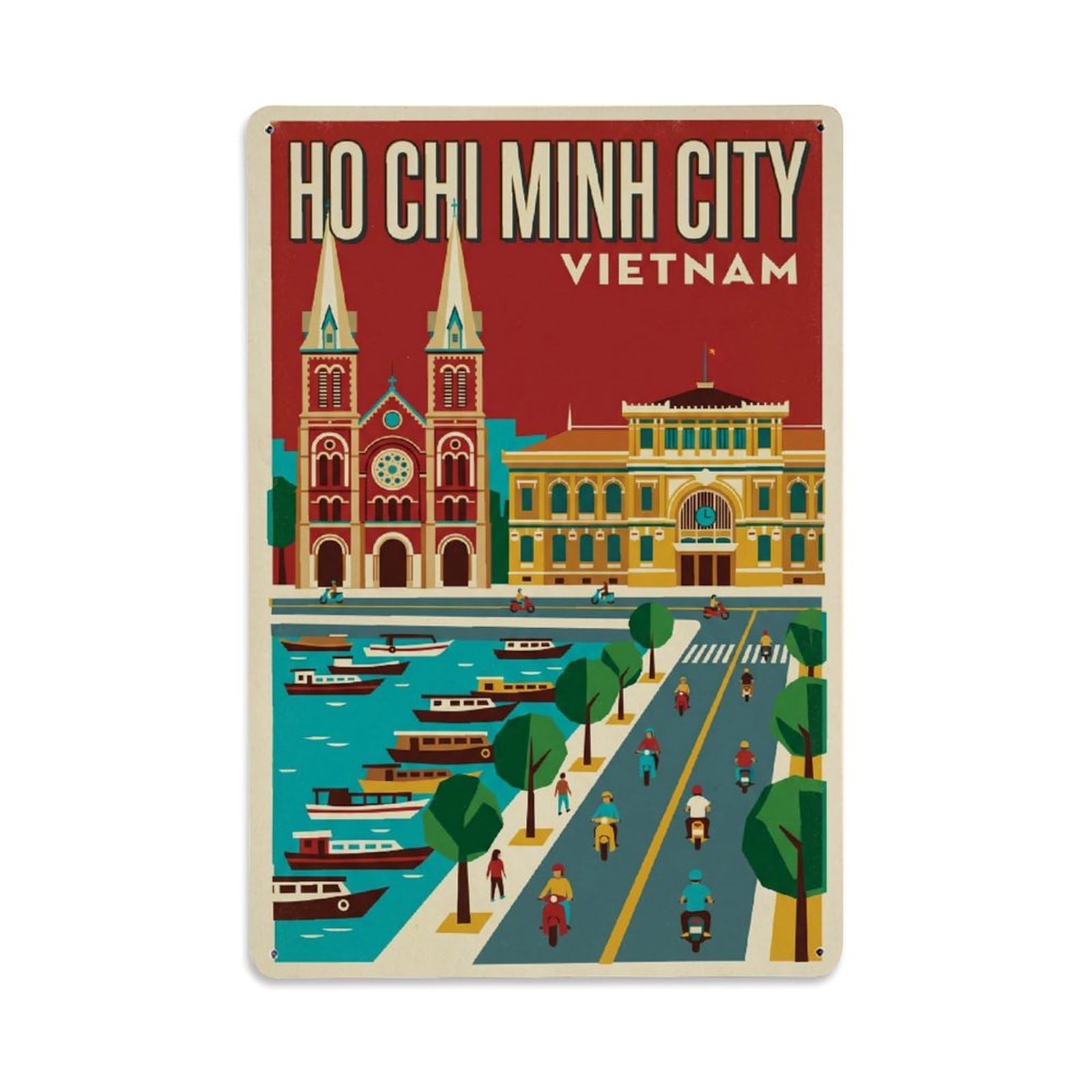 Metal Tin Sign Travel Retro Vietnam Ho Chi Minh City
